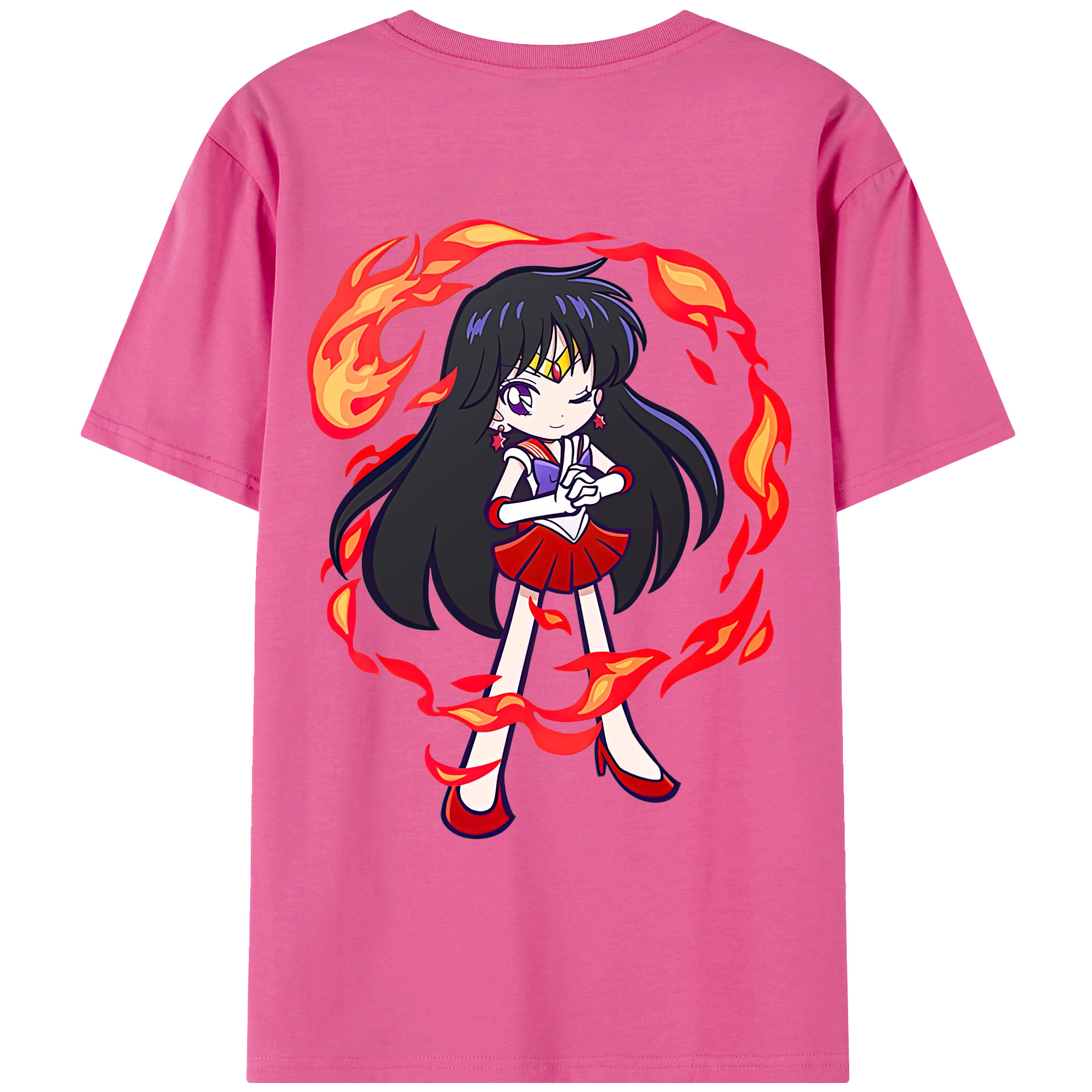 （画像用） 美少女戦士セーラームーン 火野レイ ひの レイ Sailor Moon Hino Rei （セーラーマーズ,Sailor Mars） レディース半袖Tシャツ(バックプリント)