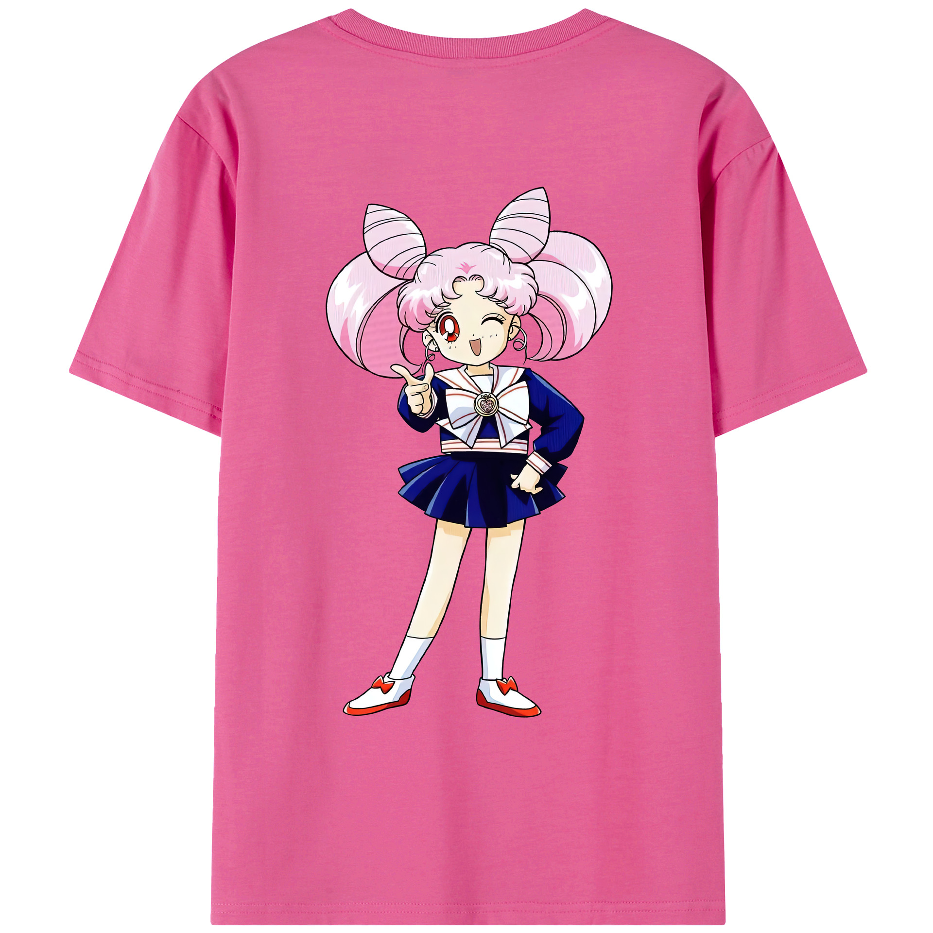（画像用） 美少女戦士セーラームーン ちびうさ Sailor Moon Chibiusa Tsukino Usagi Small Lady Serenity レディース半袖Tシャツ(バックプリント)