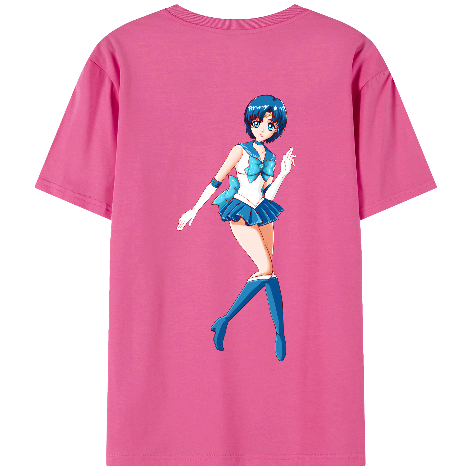 （画像用） 美少女戦士セーラームーン 水野 亜美 みずの あみ Sailor Moon Mizuno Ami レディース半袖Tシャツ(バックプリント)