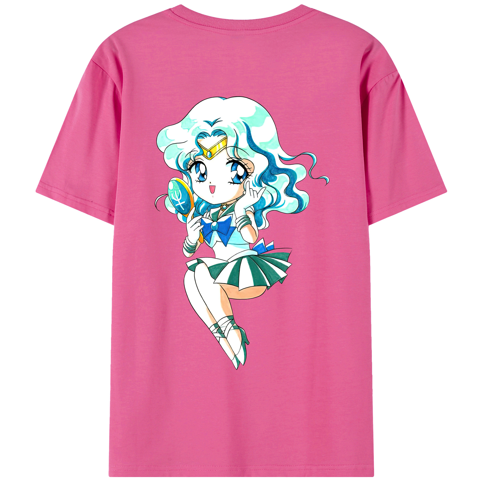 （画像用） 美少女戦士セーラームーン 海王 みちる（かいおう みちる） Sailor Moon Kaiou Michiru レディース半袖Tシャツ(バックプリント)