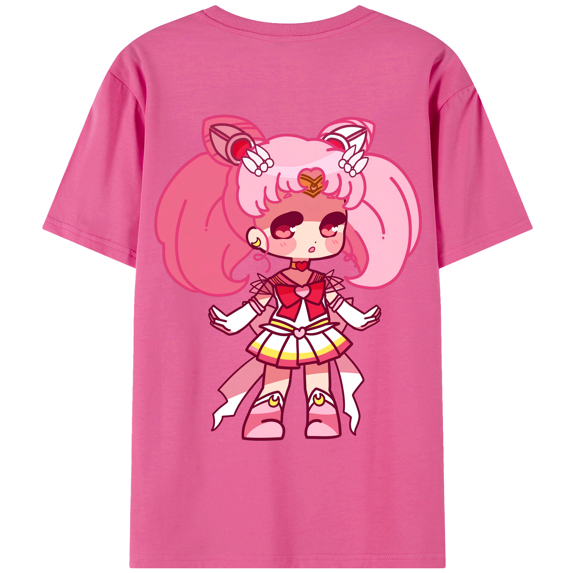 （画像用） 美少女戦士セーラームーン ちびうさ Sailor Moon Chibiusa Tsukino Usagi Small Lady Serenity レディース半袖Tシャツ(バックプリント)