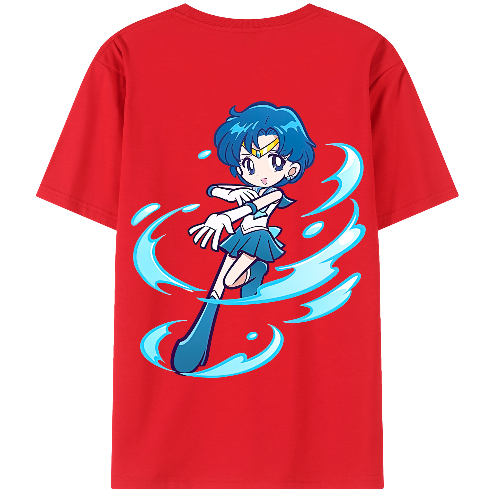 （画像用） 美少女戦士セーラームーン 水野 亜美 みずの あみ Sailor Moon Mizuno Ami レディース半袖Tシャツ(バックプリント)