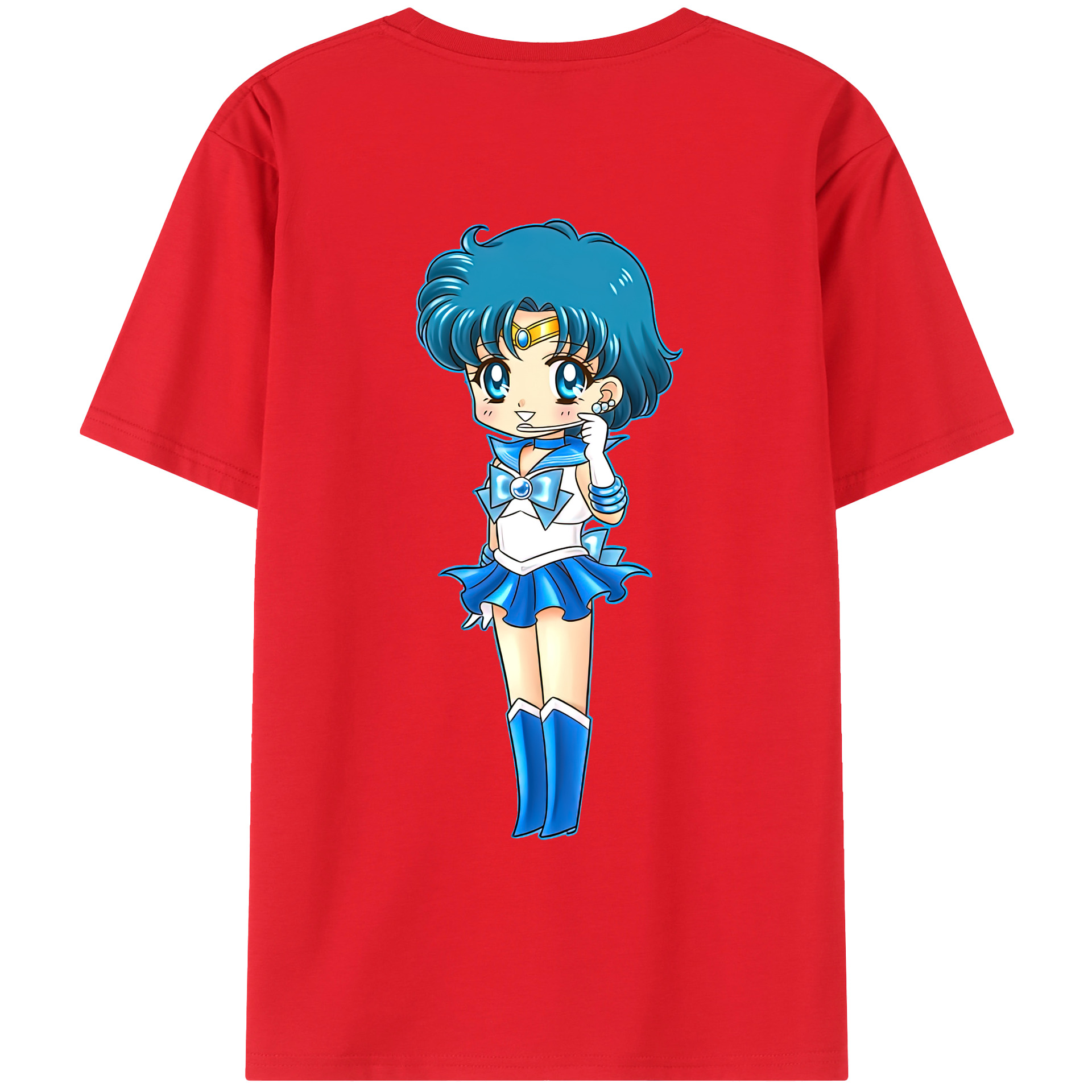 （画像用） 美少女戦士セーラームーン 水野 亜美 みずの あみ Sailor Moon Mizuno Ami レディース半袖Tシャツ(バックプリント)