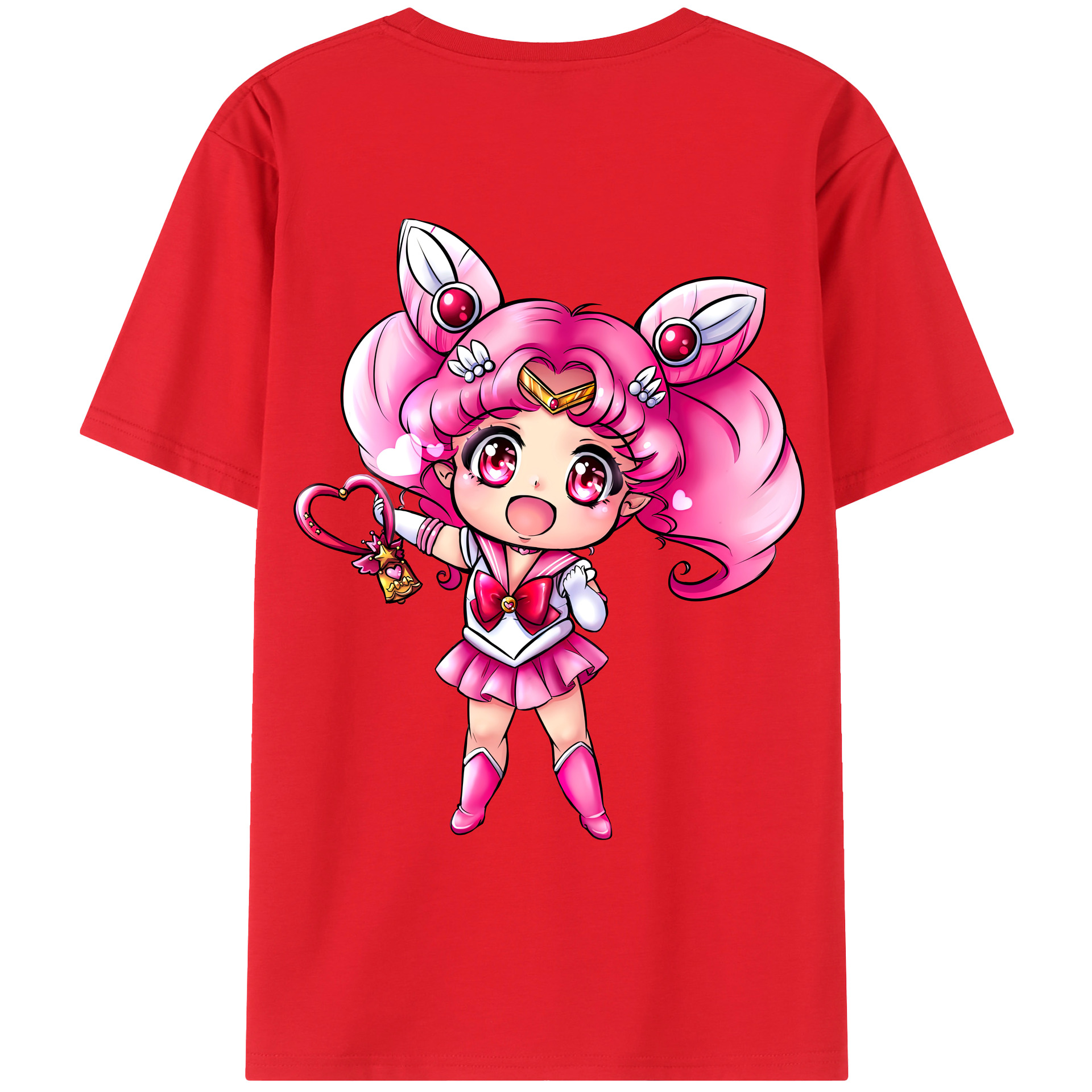 （画像用） 美少女戦士セーラームーン ちびうさ Sailor Moon Chibiusa Tsukino Usagi Small Lady Serenity レディース半袖Tシャツ(バックプリント)