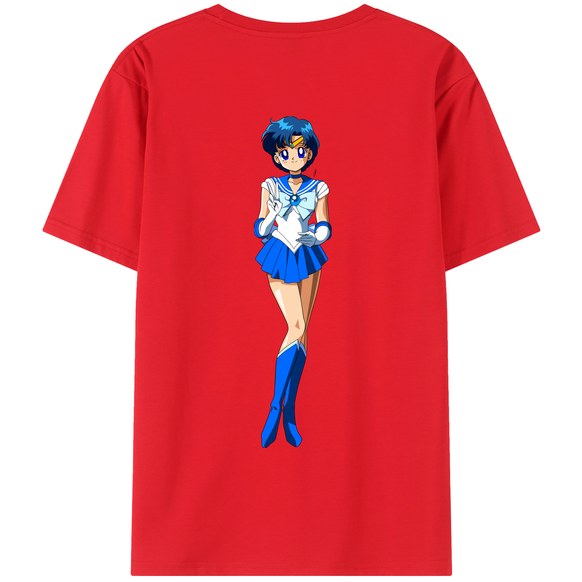 （画像用） 美少女戦士セーラームーン 水野 亜美 みずの あみ Sailor Moon Mizuno Ami レディース半袖Tシャツ(バックプリント)