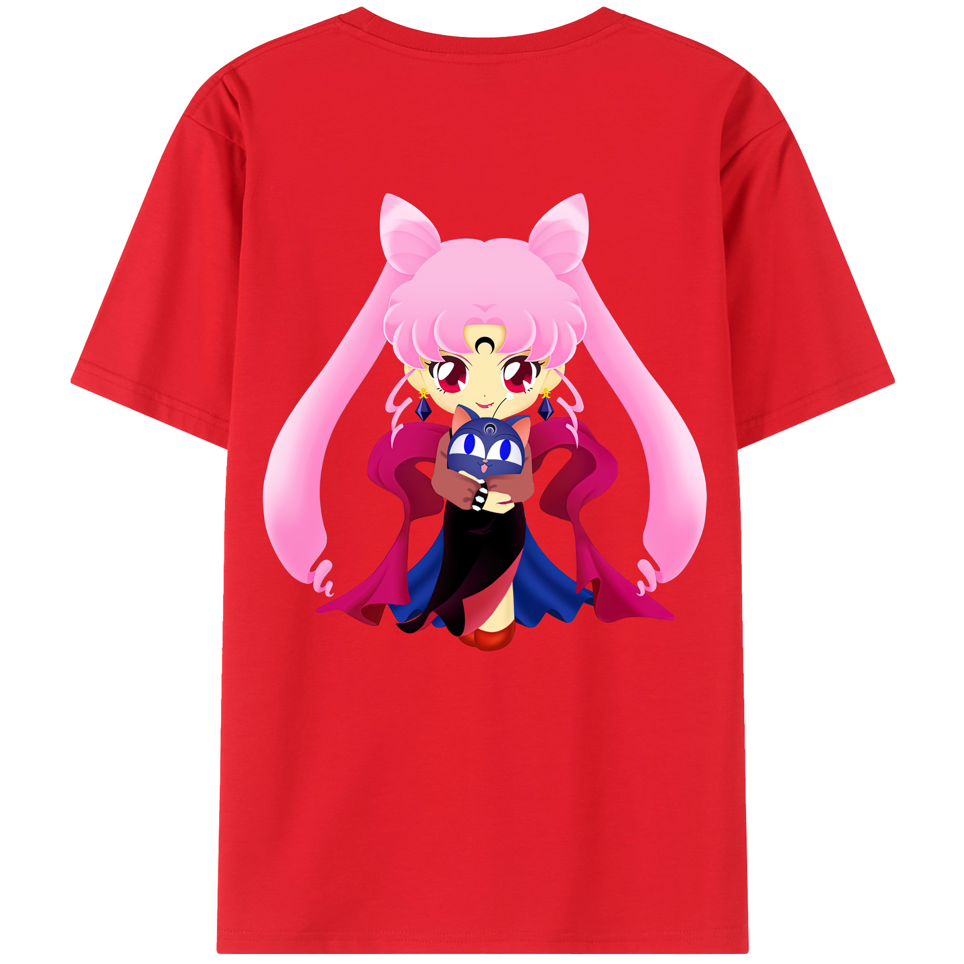（画像用） 美少女戦士セーラームーン ちびうさ Sailor Moon Chibiusa Tsukino Usagi Small Lady Serenity レディース半袖Tシャツ(バックプリント)