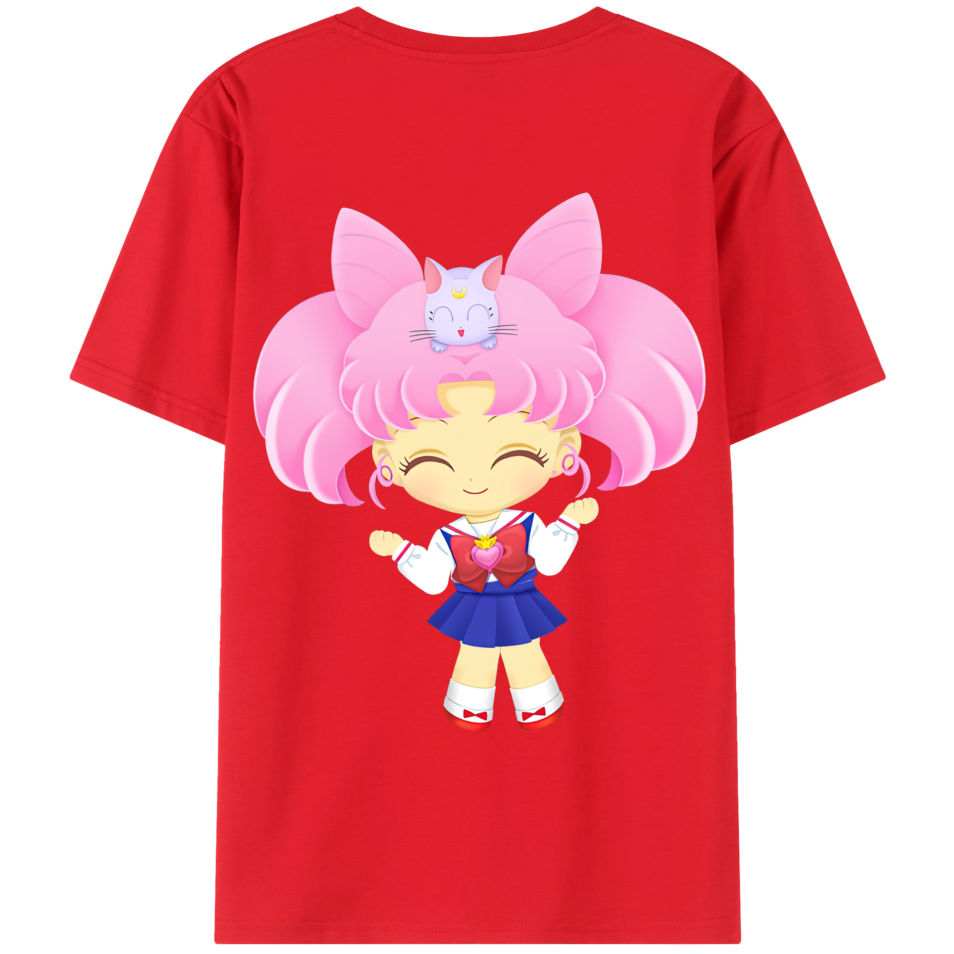 （画像用） 美少女戦士セーラームーン ちびうさ Sailor Moon Chibiusa Tsukino Usagi Small Lady Serenity レディース半袖Tシャツ(バックプリント)