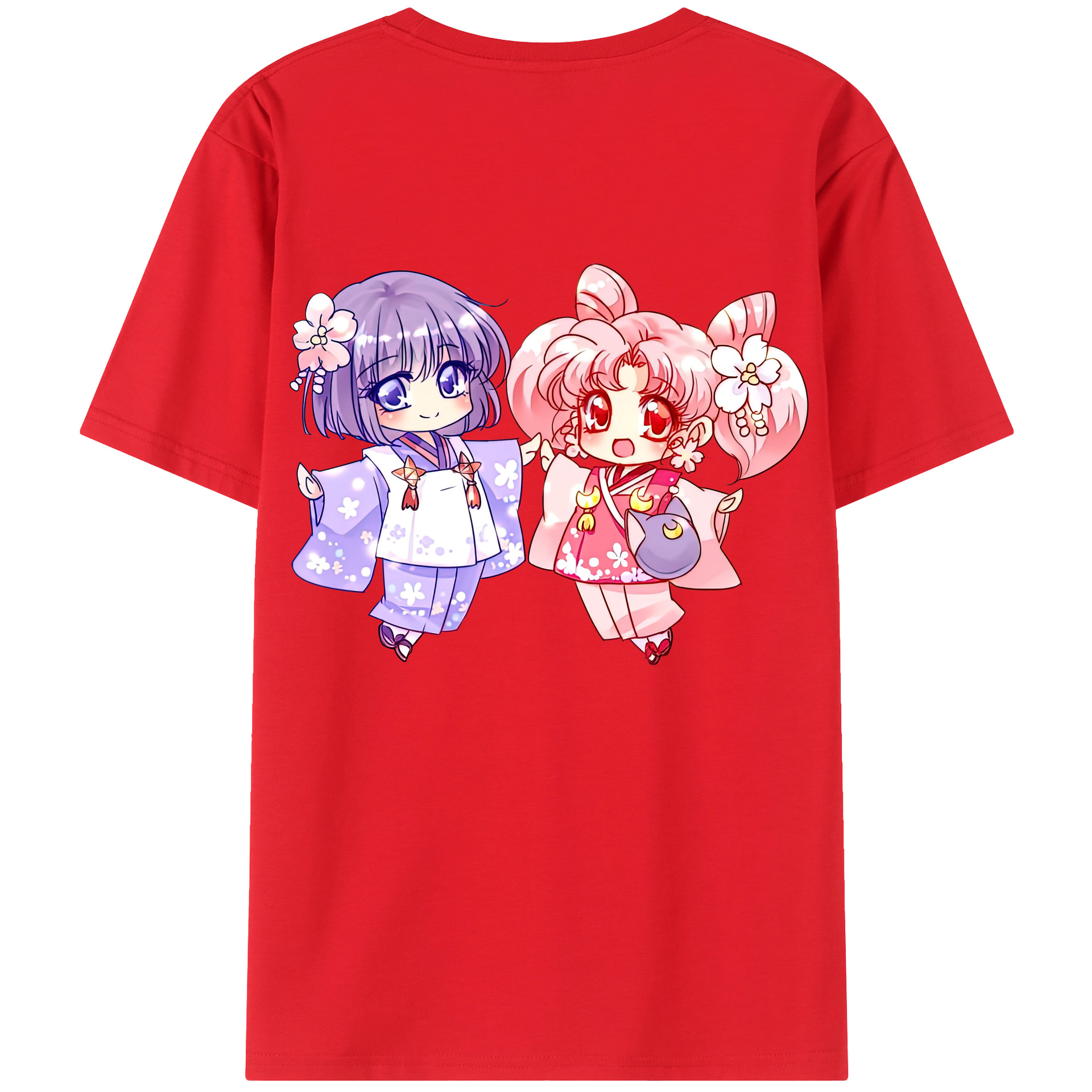 （画像用） 美少女戦士セーラームーン ちびうさ Sailor Moon Chibiusa Tsukino Usagi Small Lady Serenity レディース半袖Tシャツ(バックプリント)