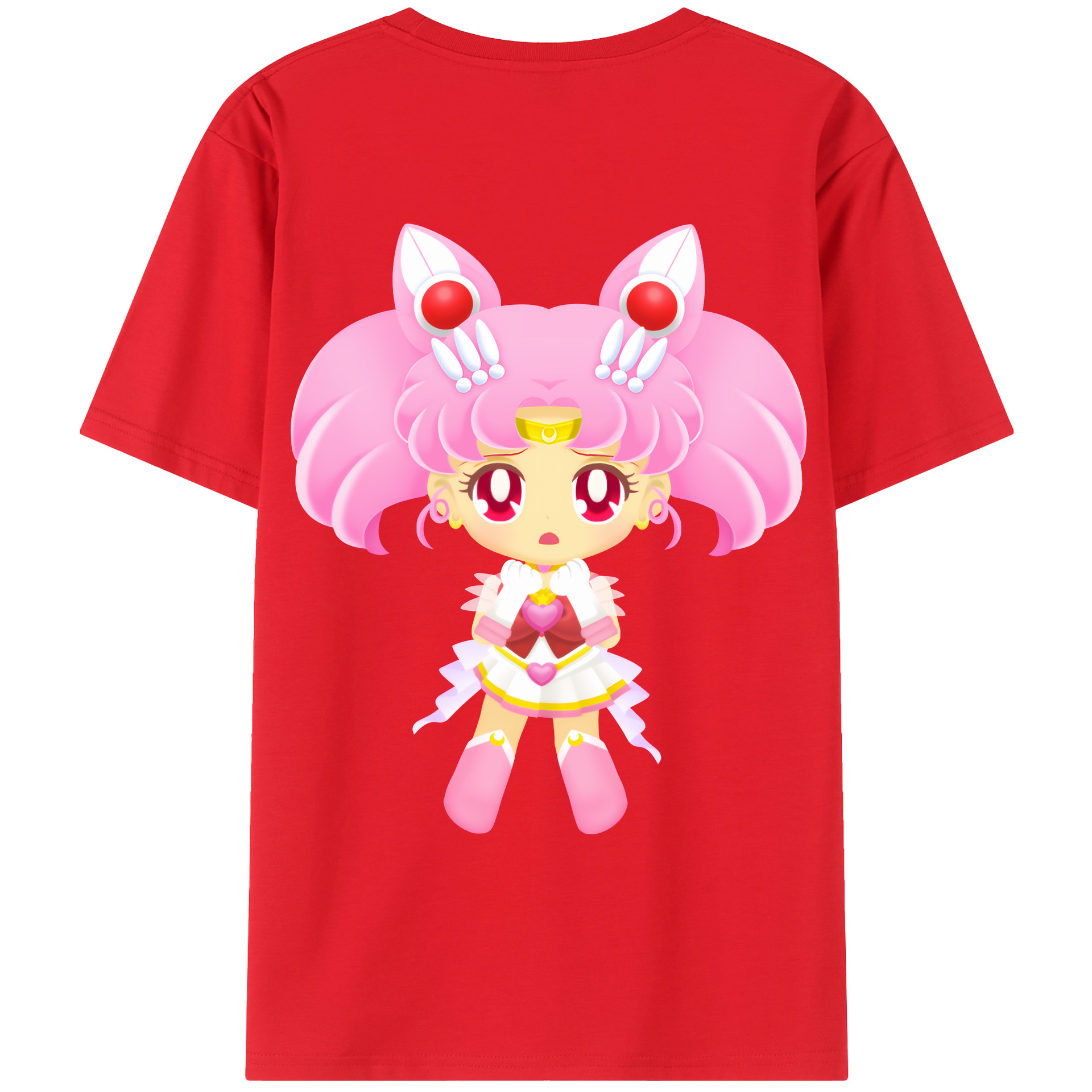 （画像用） 美少女戦士セーラームーン ちびうさ Sailor Moon Chibiusa Tsukino Usagi Small Lady Serenity レディース半袖Tシャツ(バックプリント)