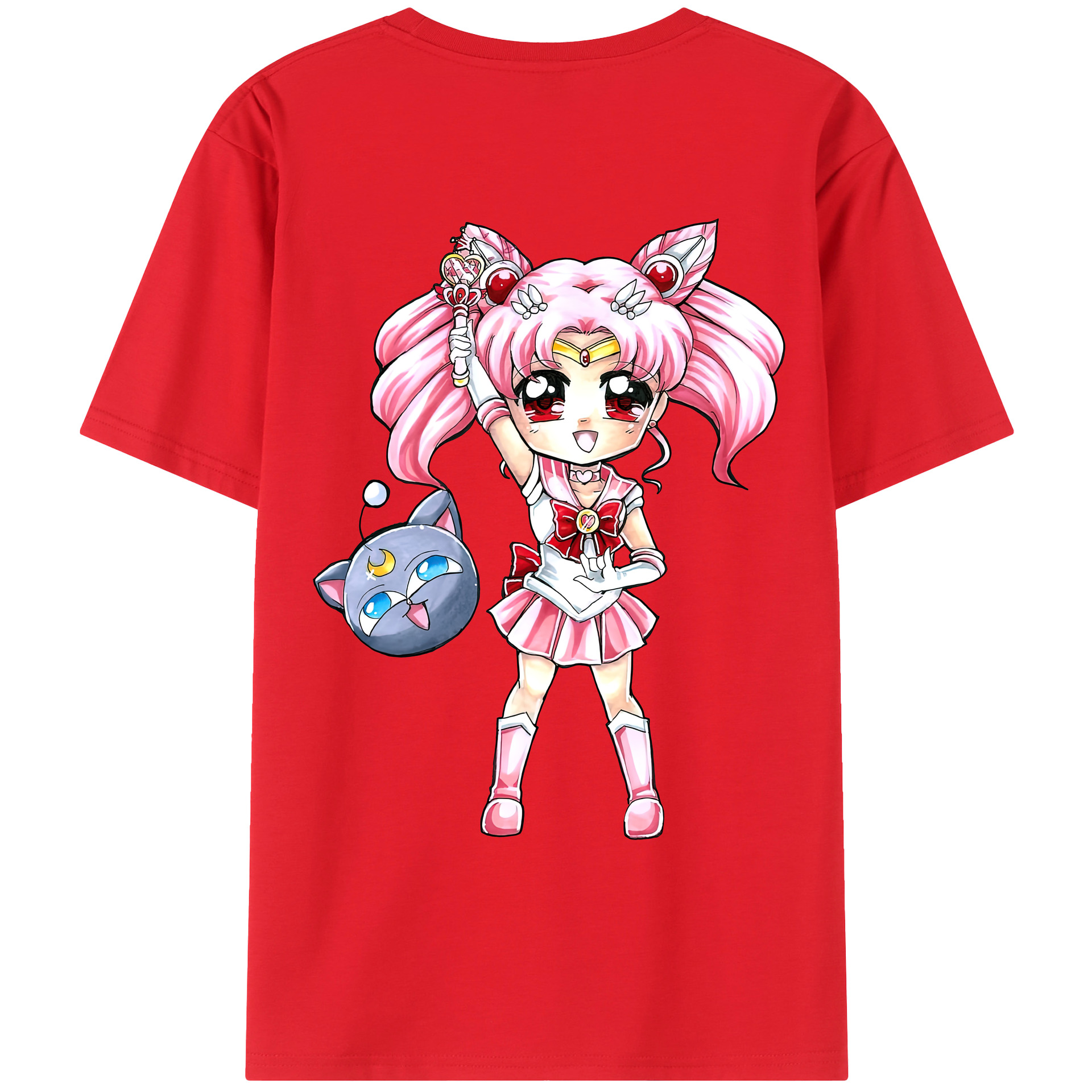 （画像用） 美少女戦士セーラームーン ちびうさ Sailor Moon Chibiusa Tsukino Usagi Small Lady Serenity レディース半袖Tシャツ(バックプリント)