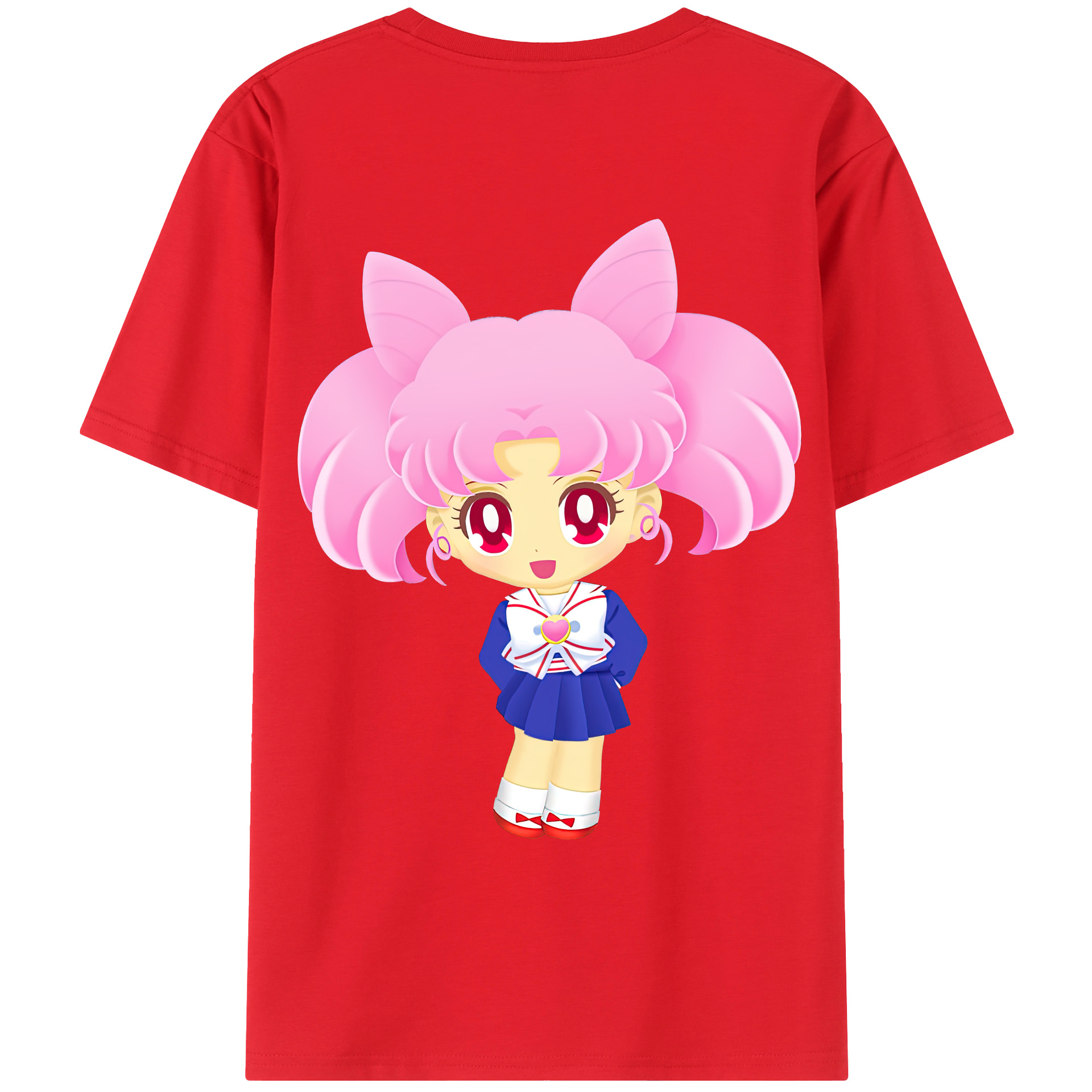 （画像用） 美少女戦士セーラームーン ちびうさ Sailor Moon Chibiusa Tsukino Usagi Small Lady Serenity レディース半袖Tシャツ(バックプリント)