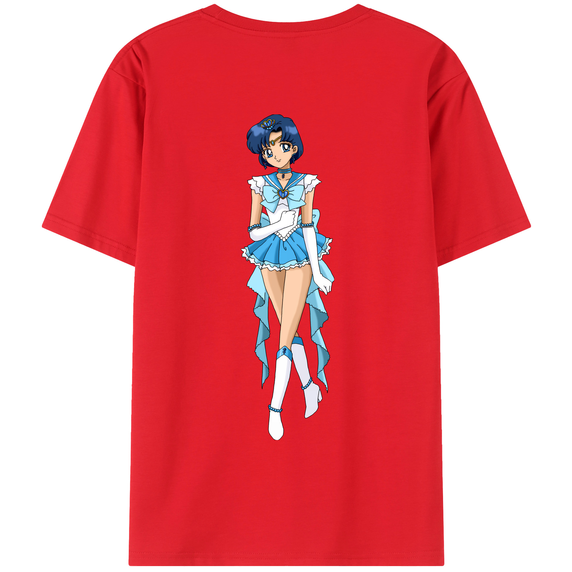 （画像用） 美少女戦士セーラームーン 水野 亜美 みずの あみ Sailor Moon Mizuno Ami レディース半袖Tシャツ(バックプリント)
