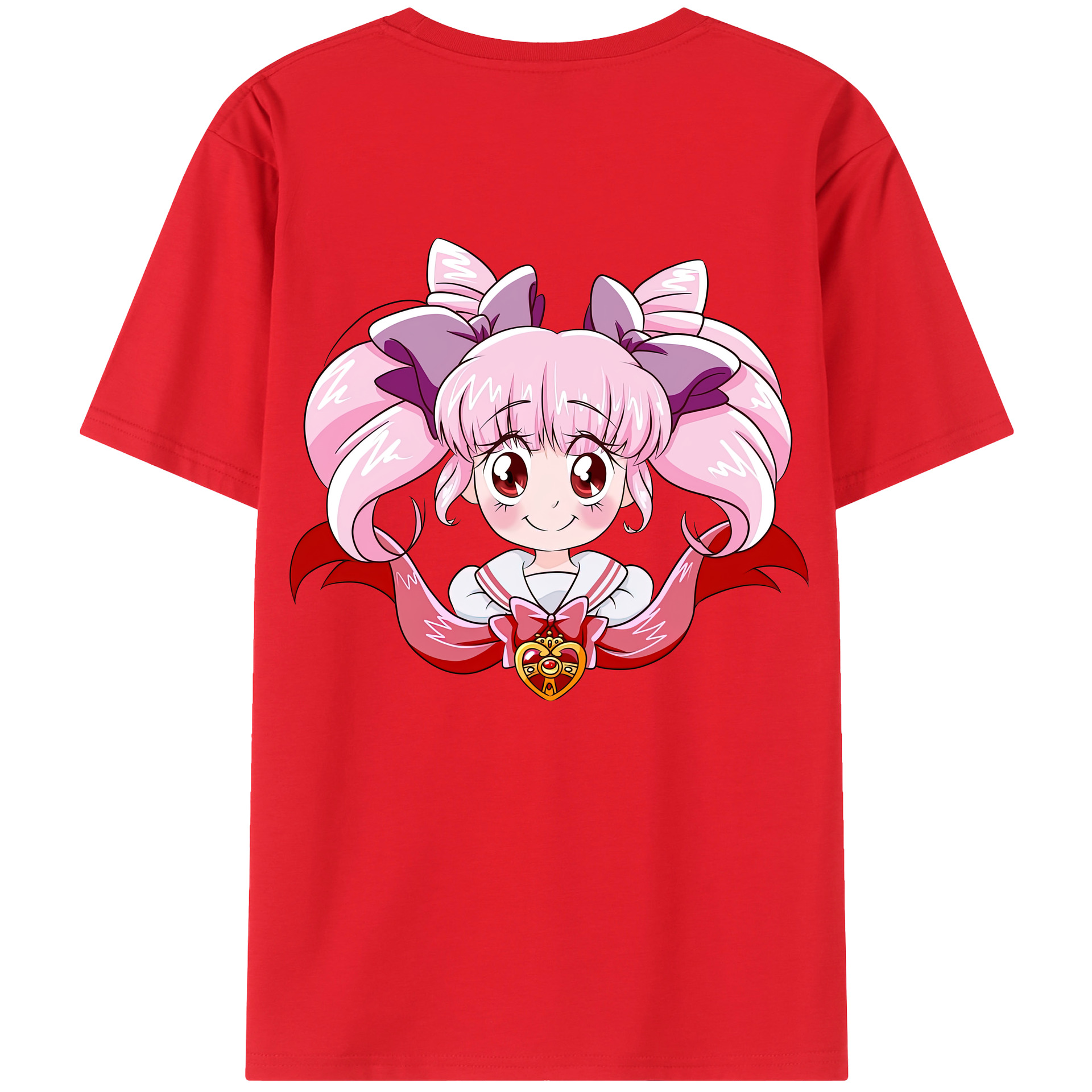 （画像用） 美少女戦士セーラームーン ちびうさ Sailor Moon Chibiusa Tsukino Usagi Small Lady Serenity レディース半袖Tシャツ(バックプリント)