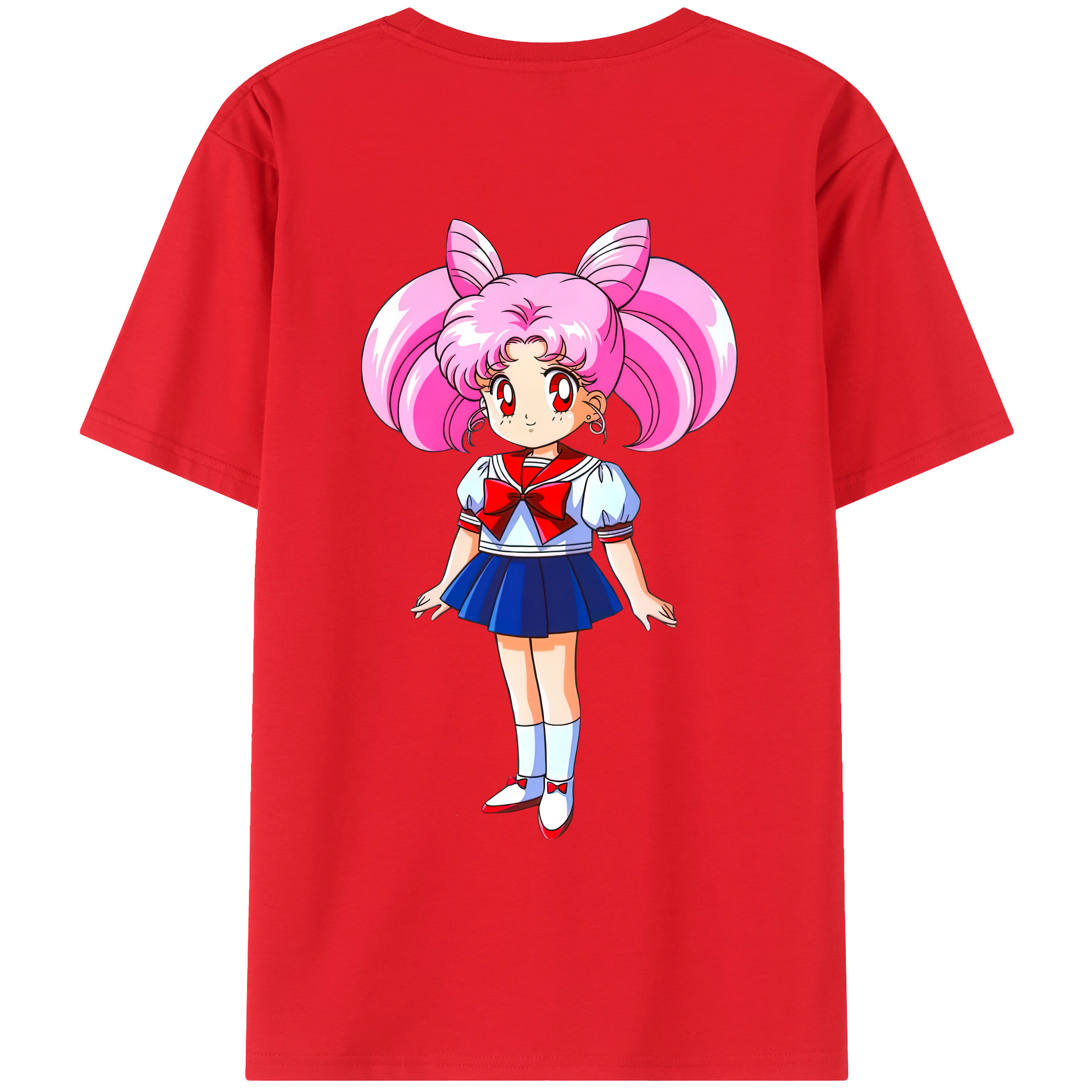 （画像用） 美少女戦士セーラームーン ちびうさ Sailor Moon Chibiusa Tsukino Usagi Small Lady Serenity レディース半袖Tシャツ(バックプリント)