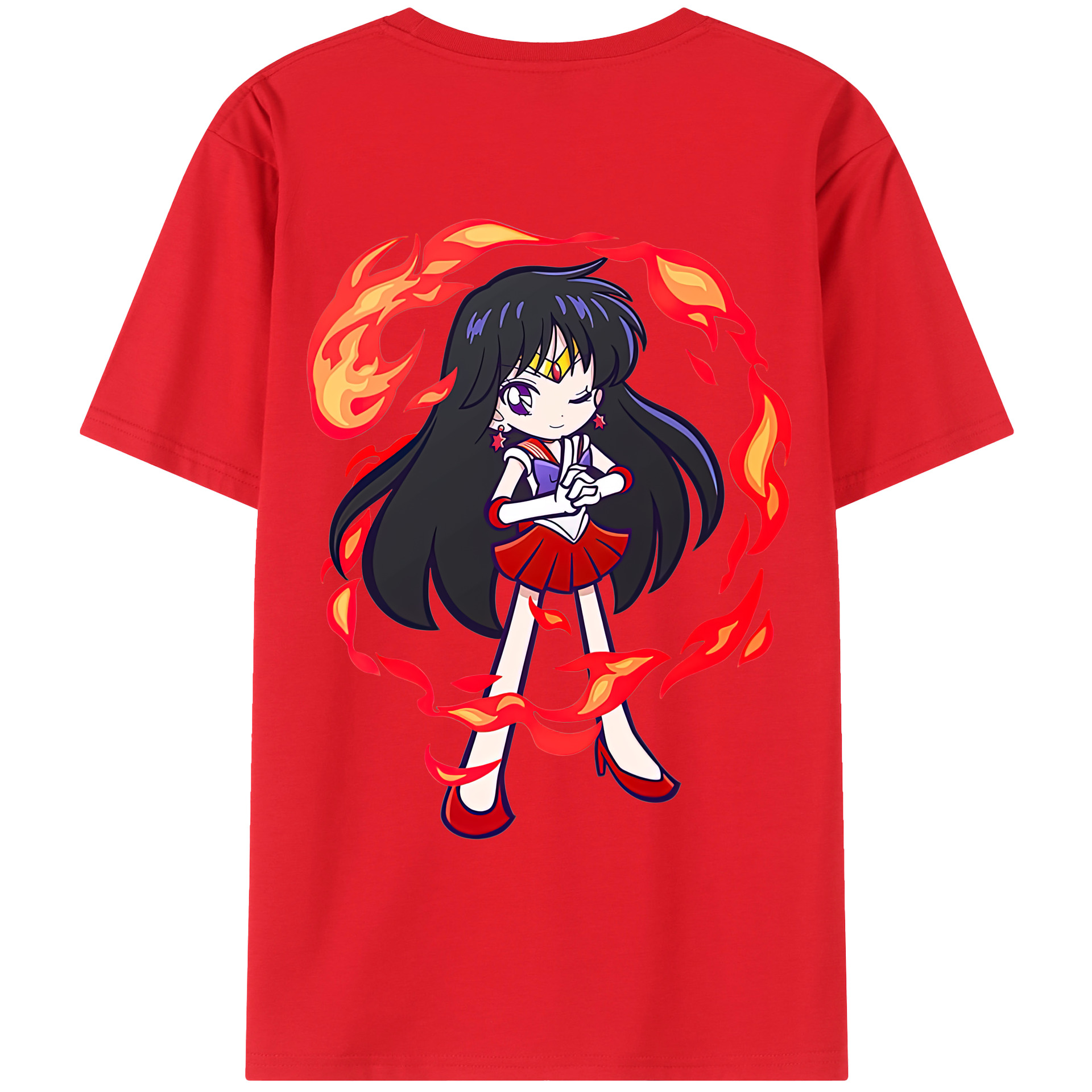 （画像用） 美少女戦士セーラームーン 火野レイ ひの レイ Sailor Moon Hino Rei （セーラーマーズ,Sailor Mars） レディース半袖Tシャツ(バックプリント)