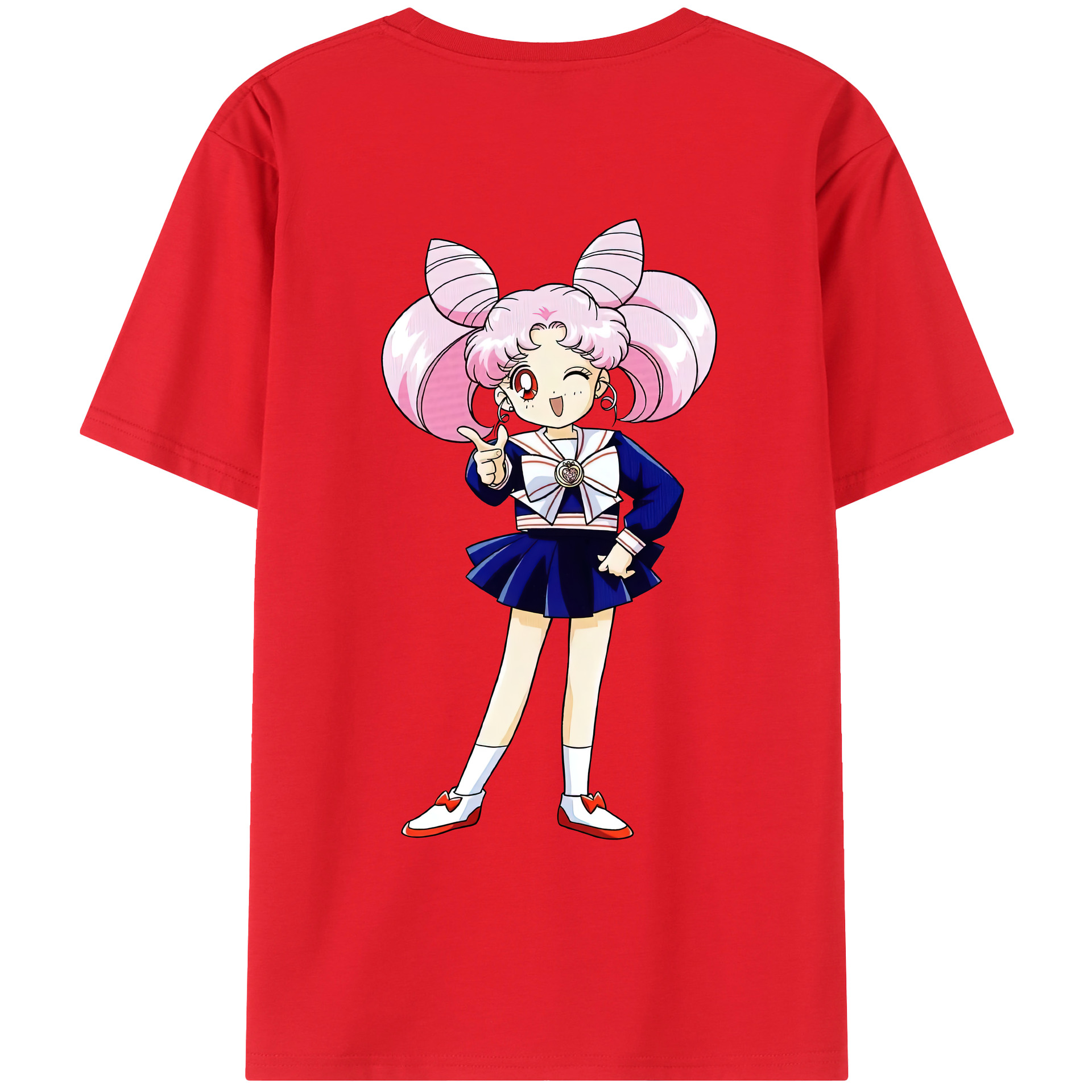 （画像用） 美少女戦士セーラームーン ちびうさ Sailor Moon Chibiusa Tsukino Usagi Small Lady Serenity レディース半袖Tシャツ(バックプリント)