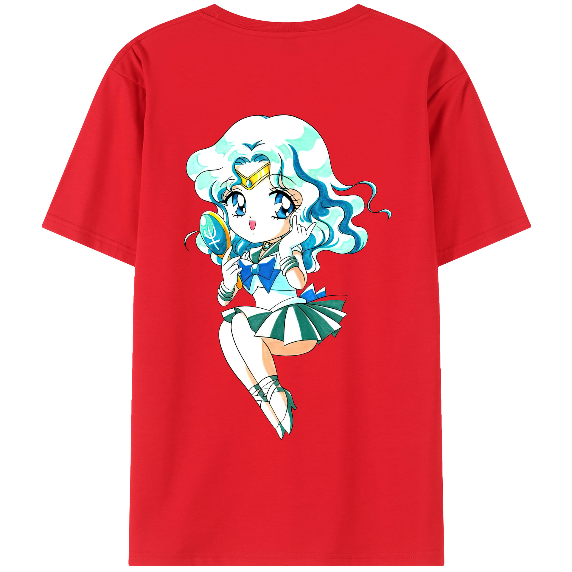 （画像用） 美少女戦士セーラームーン 海王 みちる（かいおう みちる） Sailor Moon Kaiou Michiru レディース半袖Tシャツ(バックプリント)