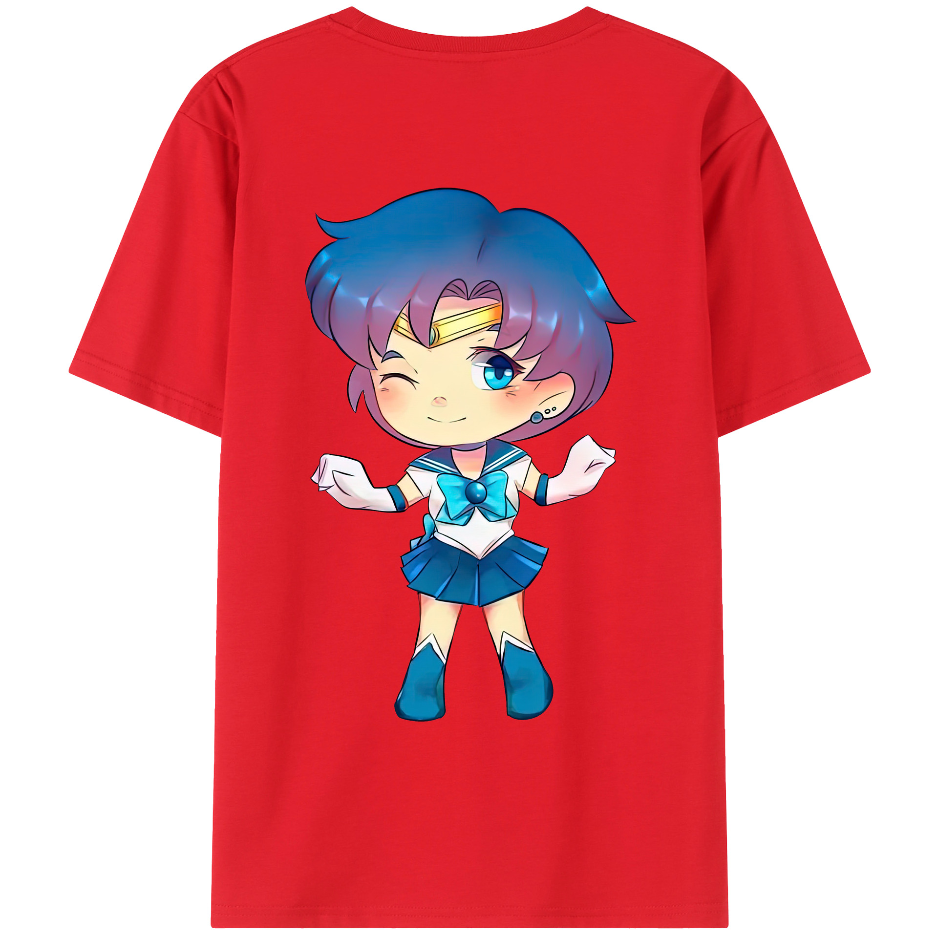 （画像用） 美少女戦士セーラームーン 水野 亜美 みずの あみ Sailor Moon Mizuno Ami レディース半袖Tシャツ(バックプリント)