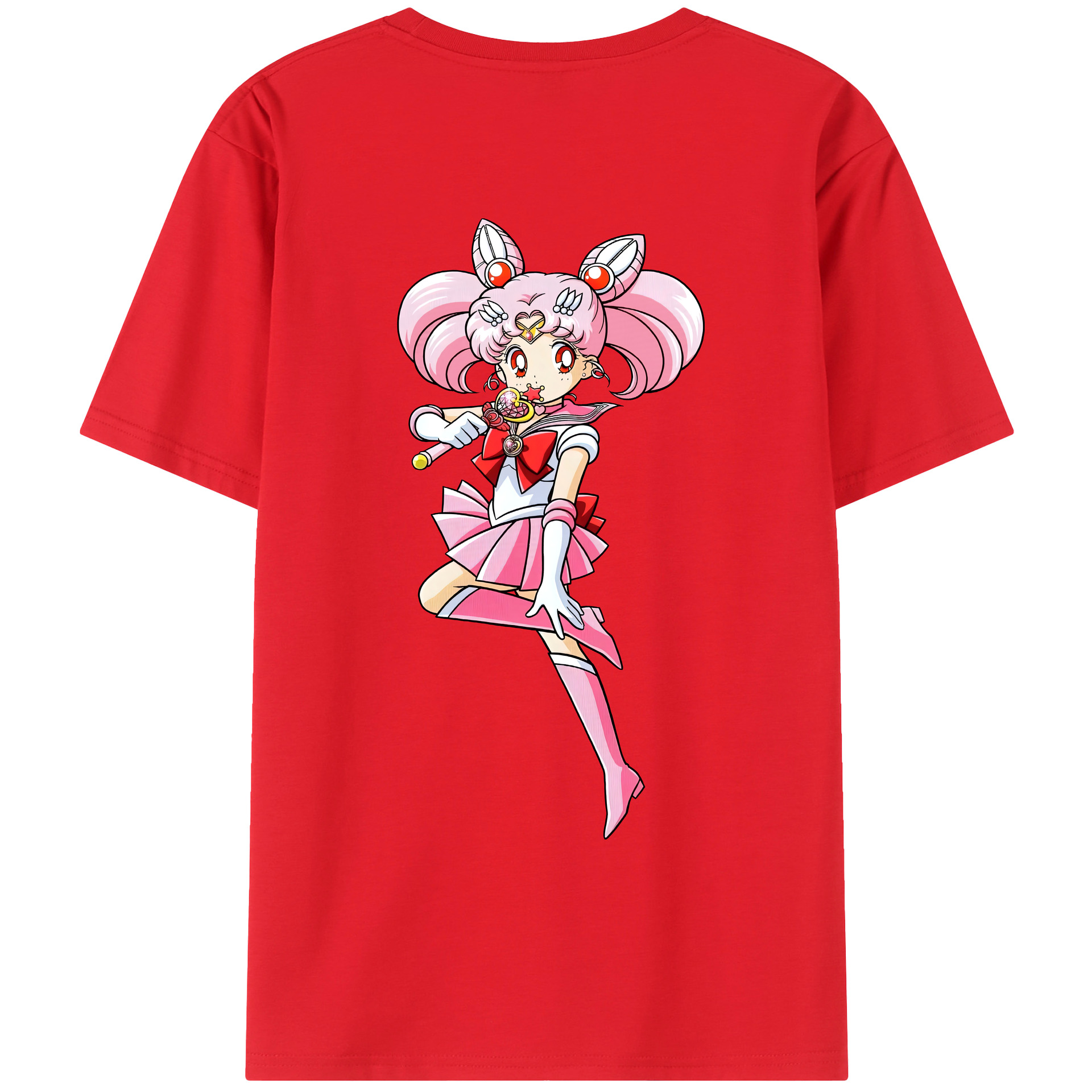 （画像用） 美少女戦士セーラームーン ちびうさ Sailor Moon Chibiusa Tsukino Usagi Small Lady Serenity レディース半袖Tシャツ(バックプリント)
