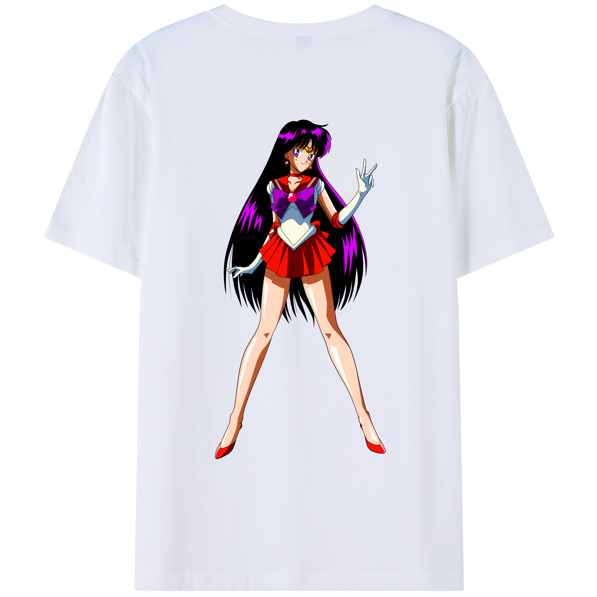 （画像用） 美少女戦士セーラームーン 火野レイ ひの レイ Sailor Moon Hino Rei （セーラーマーズ,Sailor Mars） レディース半袖Tシャツ(バックプリント)