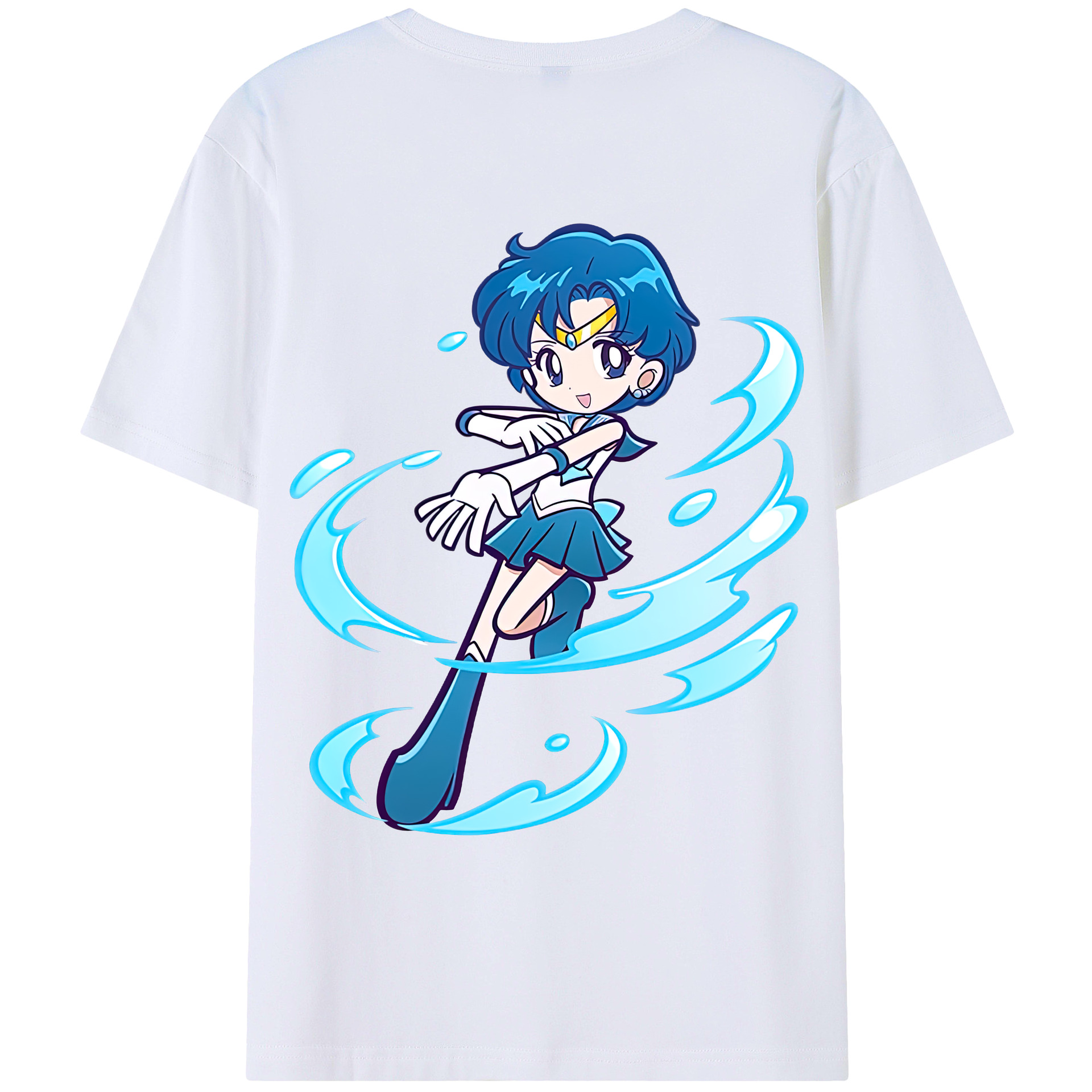 （画像用） 美少女戦士セーラームーン 水野 亜美 みずの あみ Sailor Moon Mizuno Ami レディース半袖Tシャツ(バックプリント)