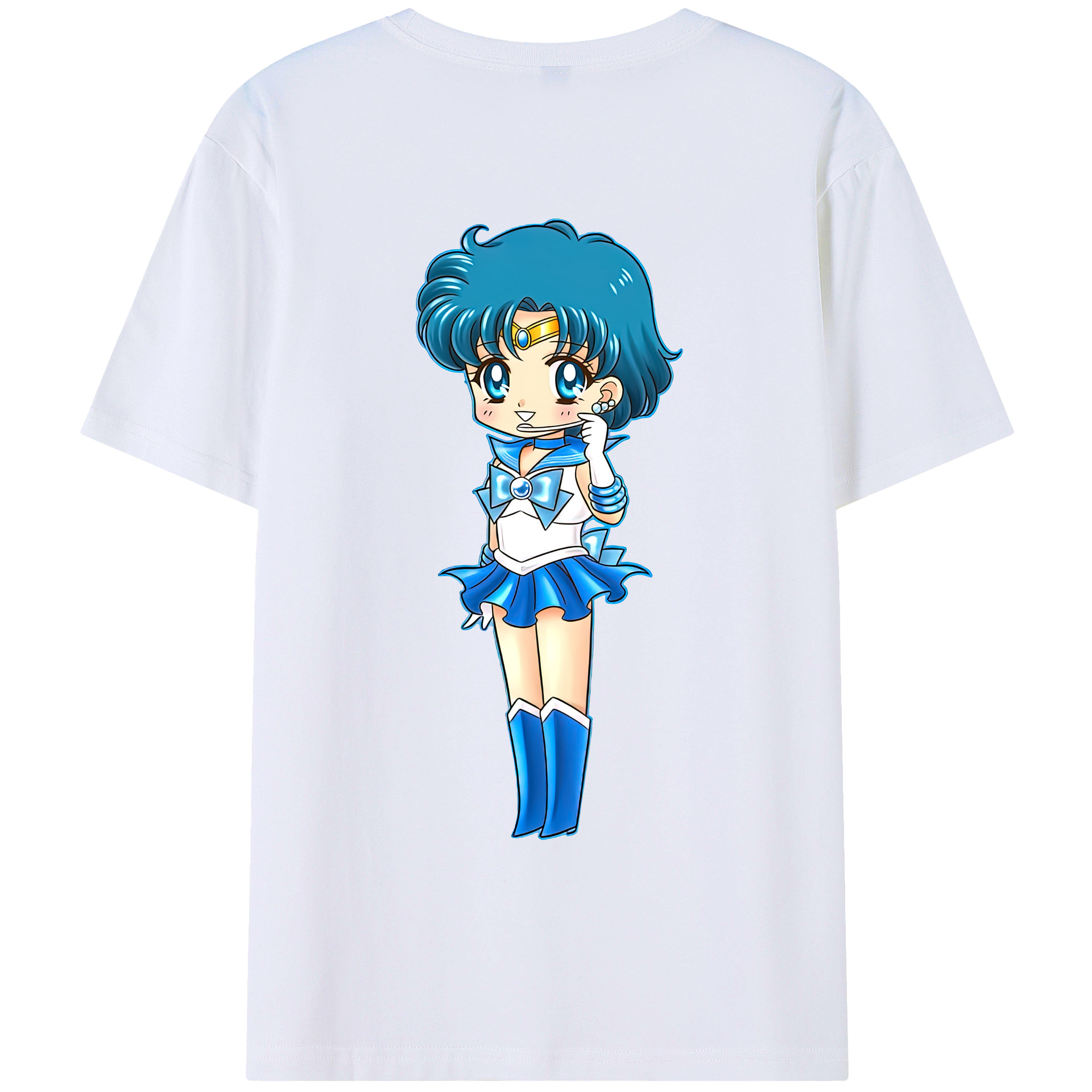 （画像用） 美少女戦士セーラームーン 水野 亜美 みずの あみ Sailor Moon Mizuno Ami レディース半袖Tシャツ(バックプリント)