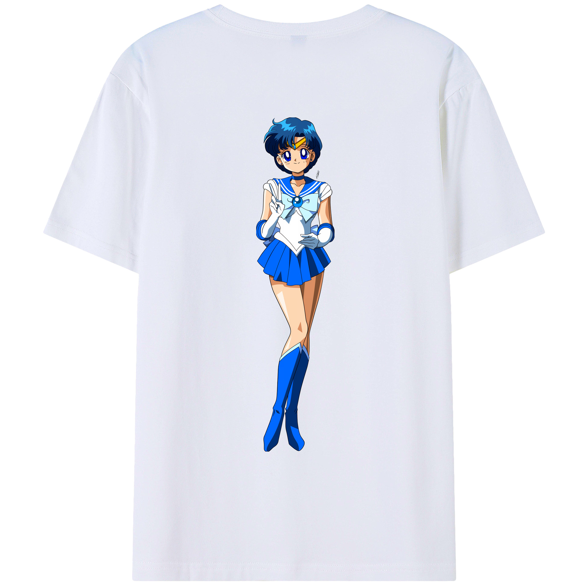 （画像用） 美少女戦士セーラームーン 水野 亜美 みずの あみ Sailor Moon Mizuno Ami レディース半袖Tシャツ(バックプリント)