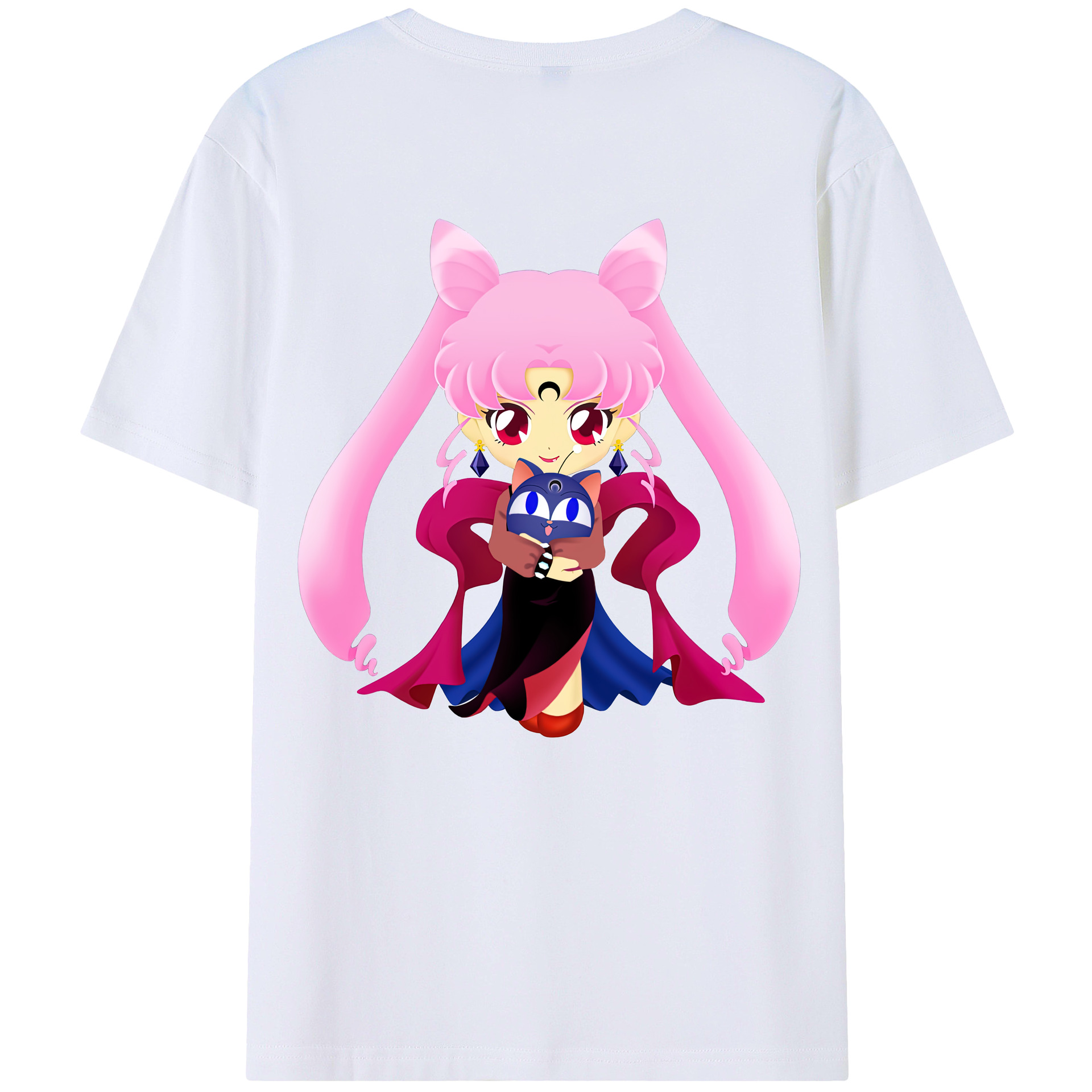 （画像用） 美少女戦士セーラームーン ちびうさ Sailor Moon Chibiusa Tsukino Usagi Small Lady Serenity レディース半袖Tシャツ(バックプリント)