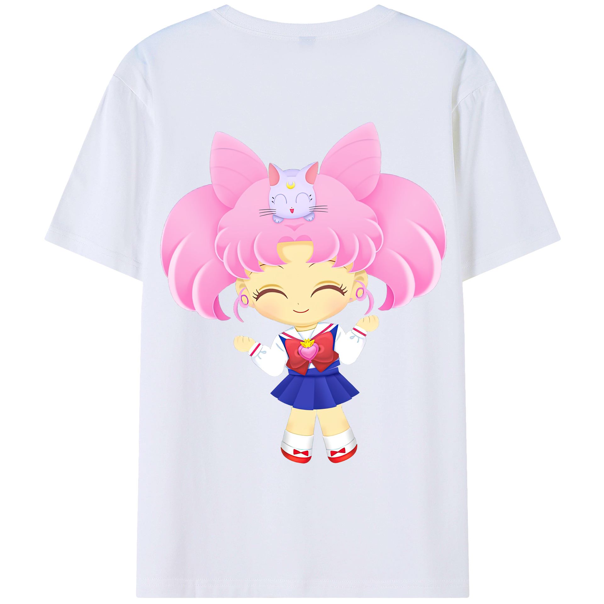 （画像用） 美少女戦士セーラームーン ちびうさ Sailor Moon Chibiusa Tsukino Usagi Small Lady Serenity レディース半袖Tシャツ(バックプリント)