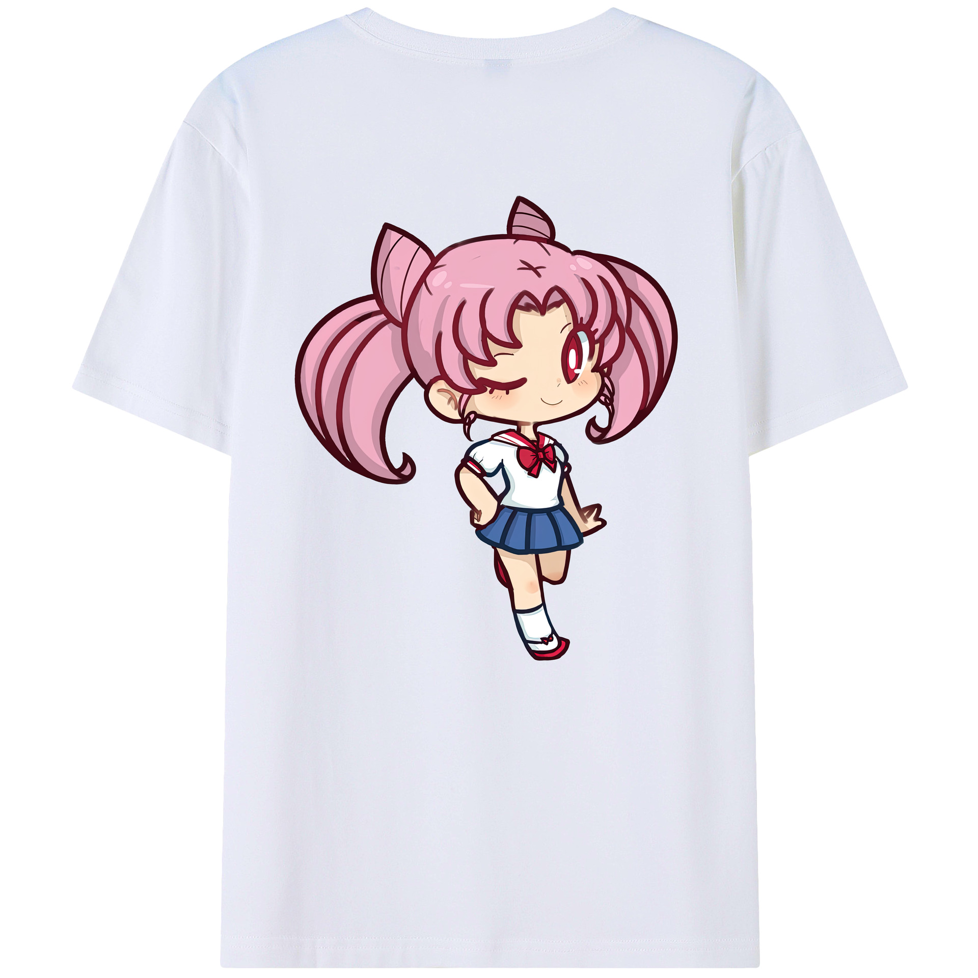 （画像用） 美少女戦士セーラームーン ちびうさ Sailor Moon Chibiusa Tsukino Usagi Small Lady Serenity レディース半袖Tシャツ(バックプリント)