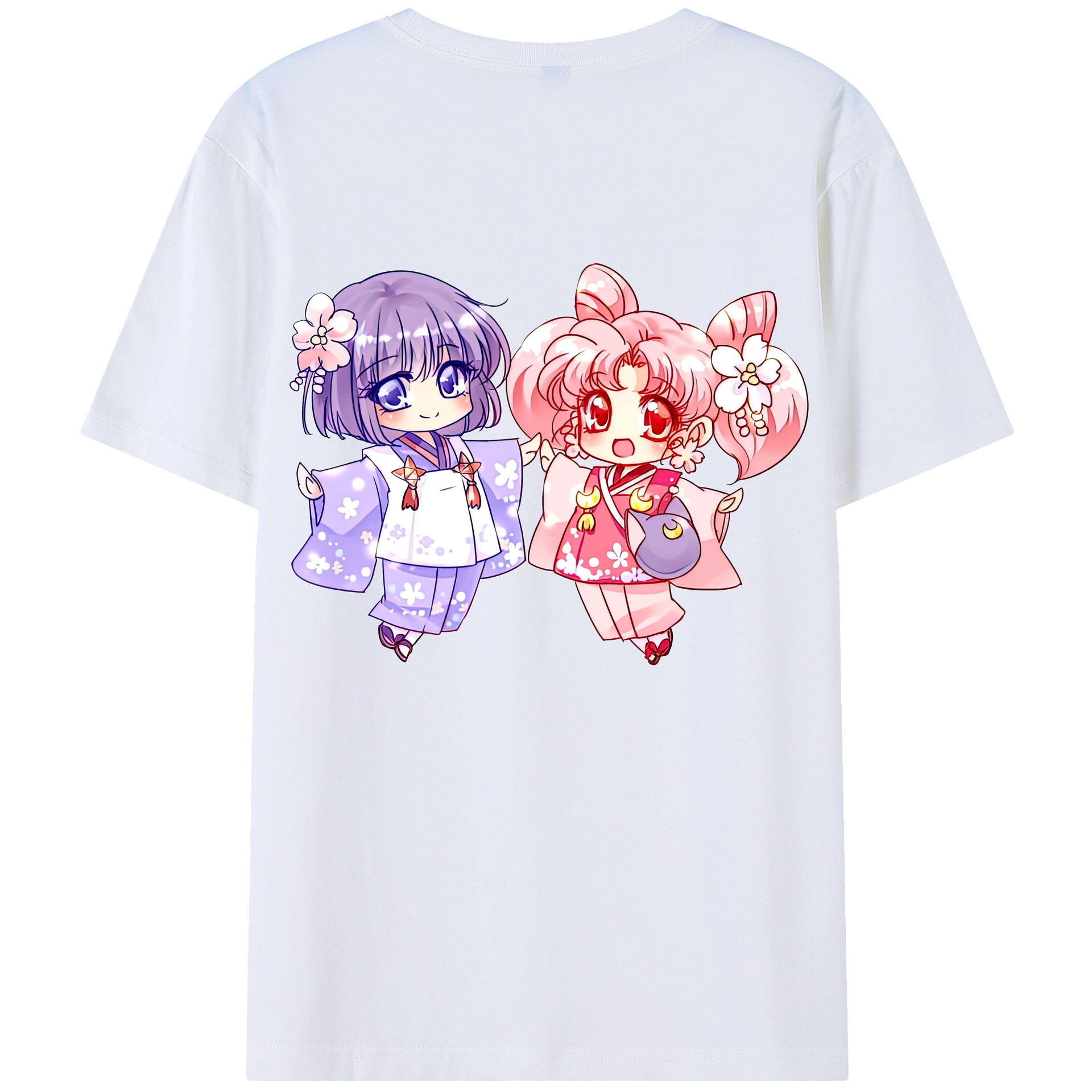 （画像用） 美少女戦士セーラームーン ちびうさ Sailor Moon Chibiusa Tsukino Usagi Small Lady Serenity レディース半袖Tシャツ(バックプリント)