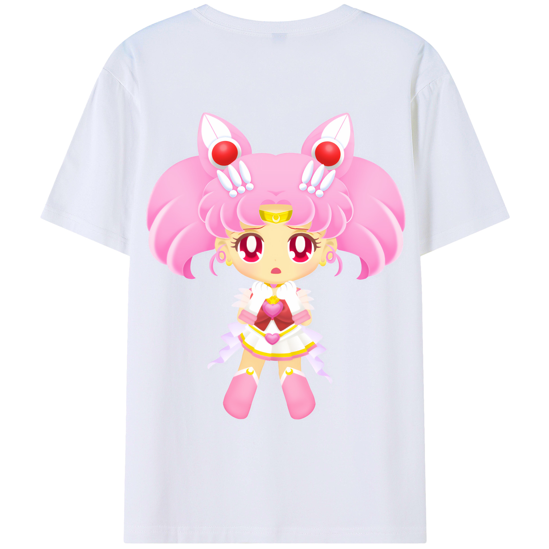 （画像用） 美少女戦士セーラームーン ちびうさ Sailor Moon Chibiusa Tsukino Usagi Small Lady Serenity レディース半袖Tシャツ(バックプリント)