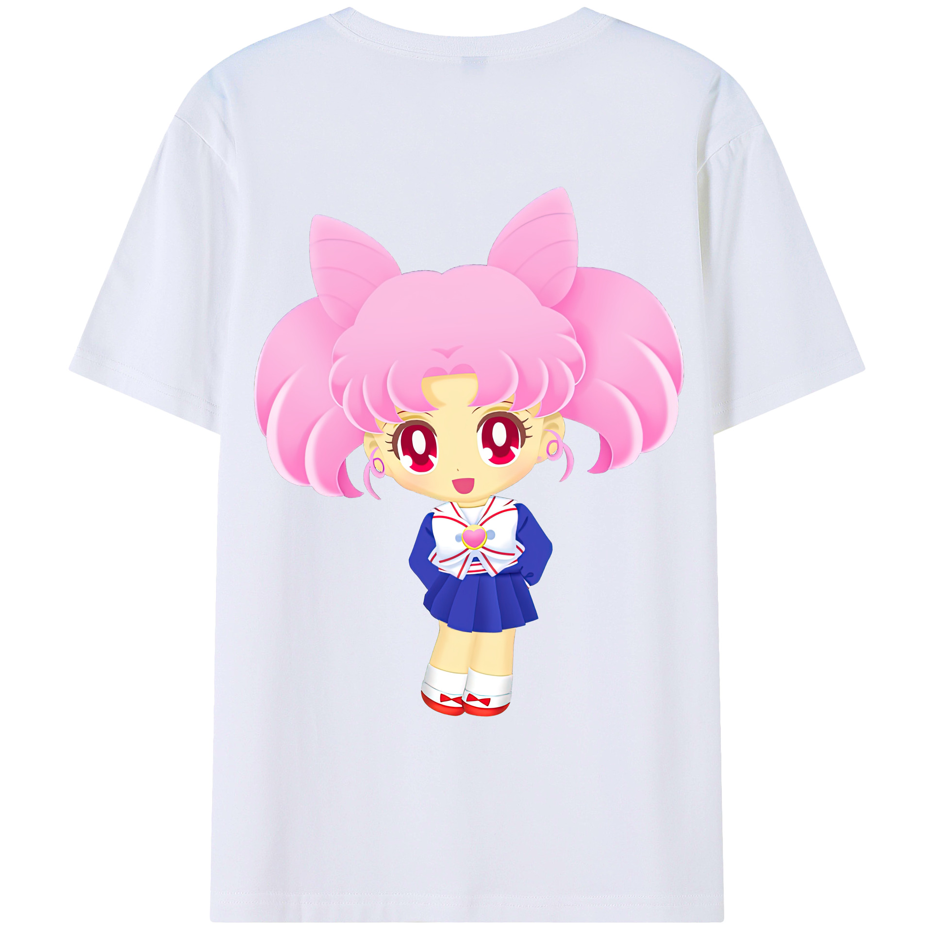 （画像用） 美少女戦士セーラームーン ちびうさ Sailor Moon Chibiusa Tsukino Usagi Small Lady Serenity レディース半袖Tシャツ(バックプリント)