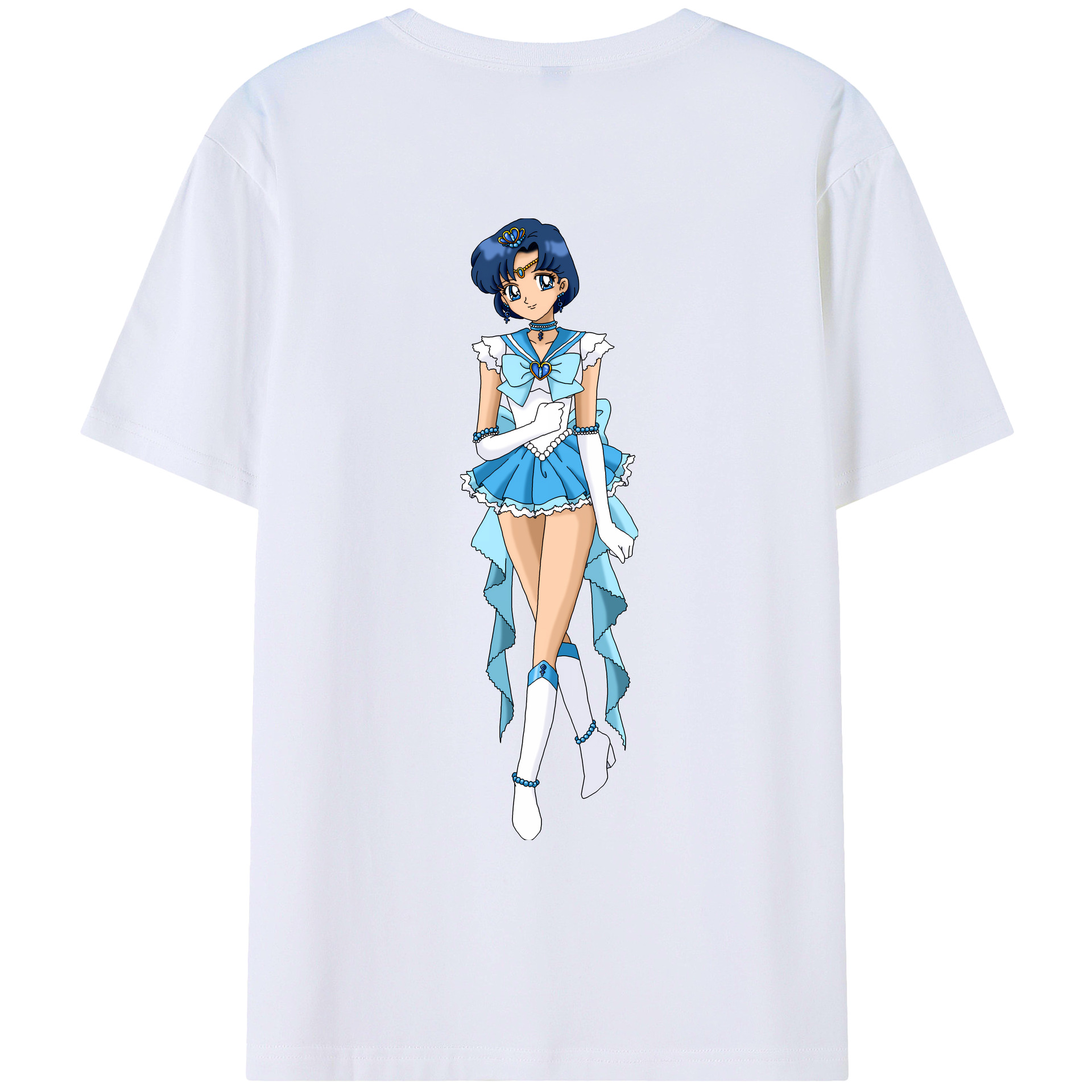 （画像用） 美少女戦士セーラームーン 水野 亜美 みずの あみ Sailor Moon Mizuno Ami レディース半袖Tシャツ(バックプリント)