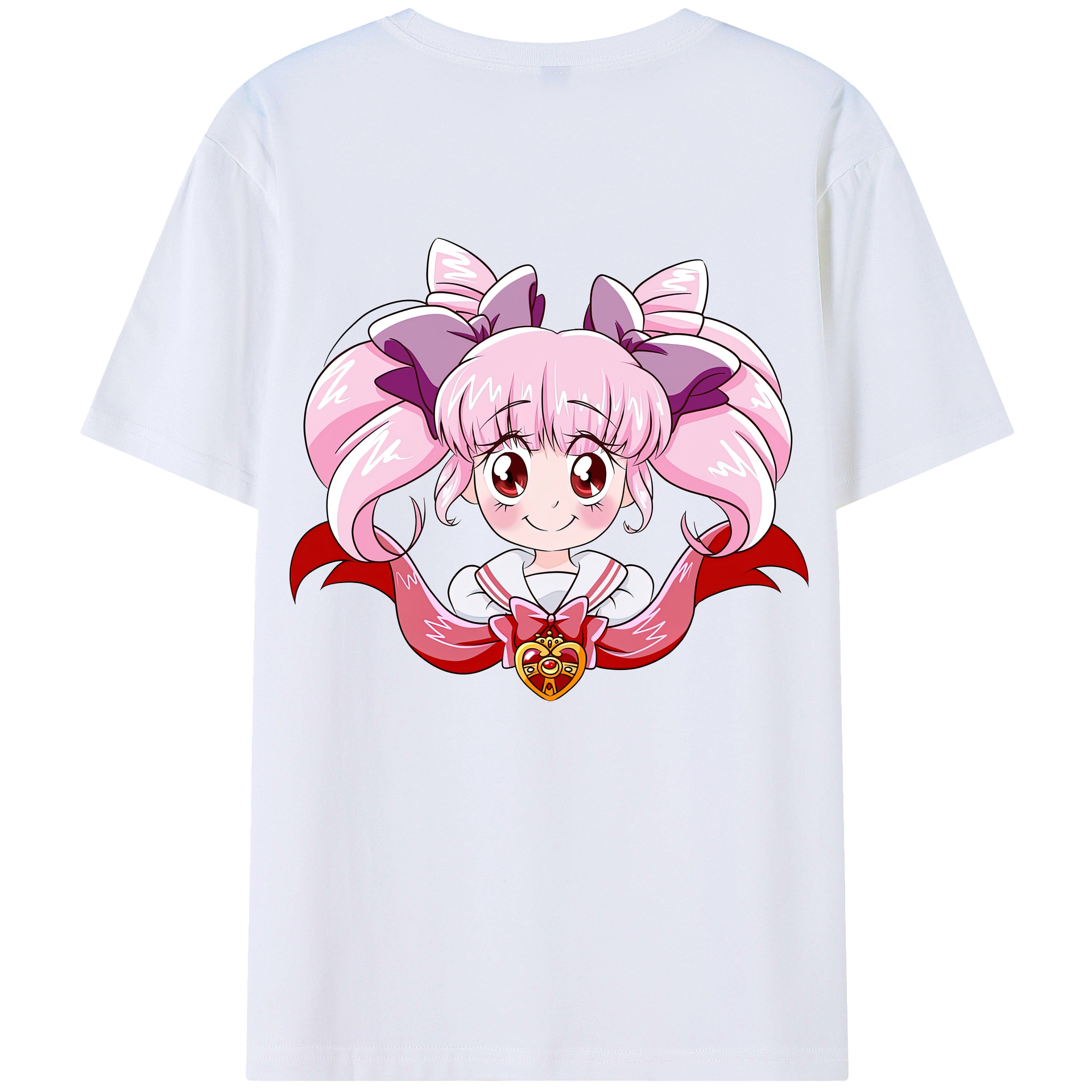 （画像用） 美少女戦士セーラームーン ちびうさ Sailor Moon Chibiusa Tsukino Usagi Small Lady Serenity レディース半袖Tシャツ(バックプリント)