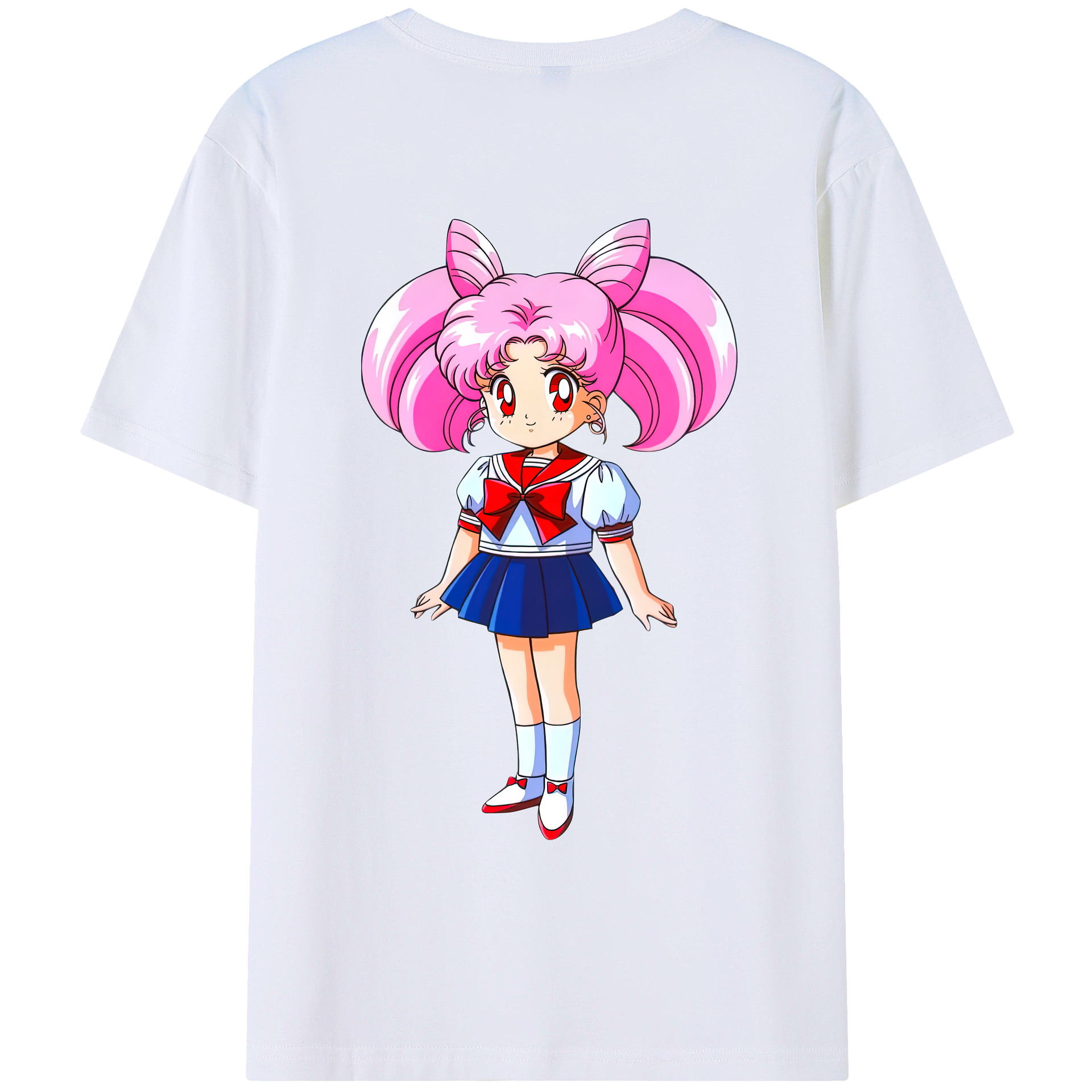 （画像用） 美少女戦士セーラームーン ちびうさ Sailor Moon Chibiusa Tsukino Usagi Small Lady Serenity レディース半袖Tシャツ(バックプリント)