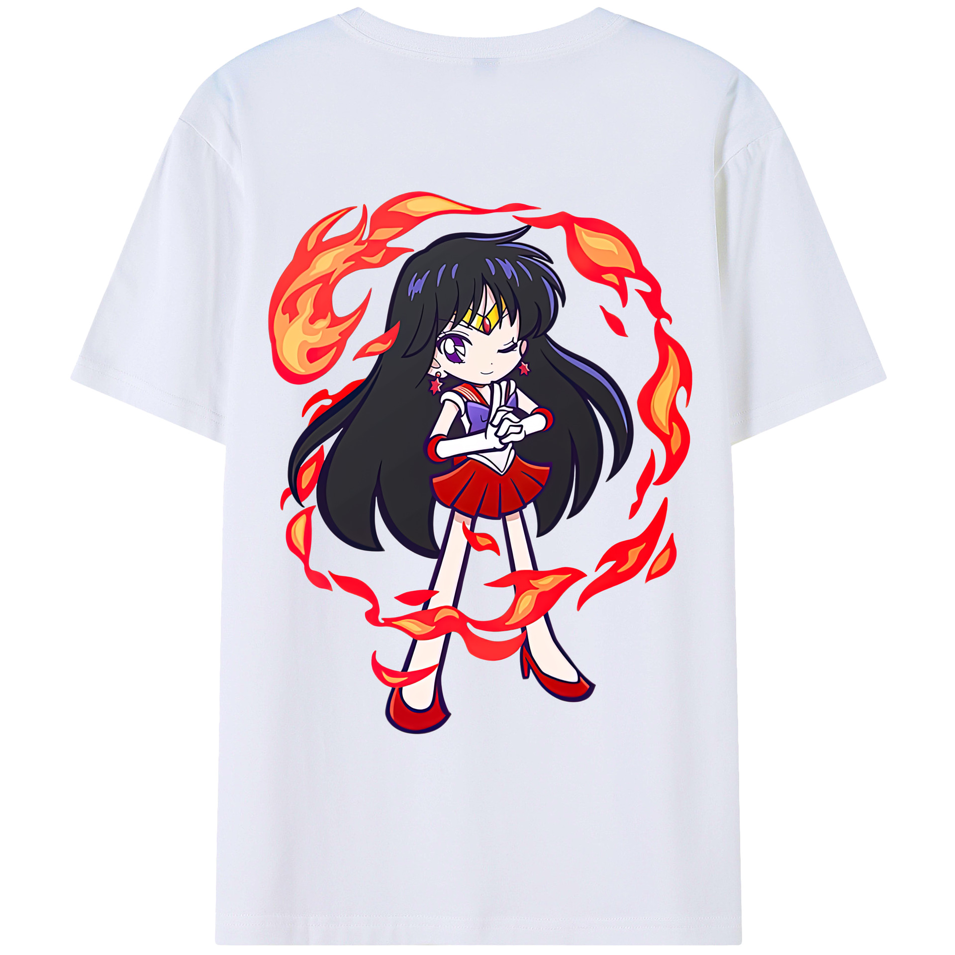 （画像用） 美少女戦士セーラームーン 火野レイ ひの レイ Sailor Moon Hino Rei （セーラーマーズ,Sailor Mars） レディース半袖Tシャツ(バックプリント)