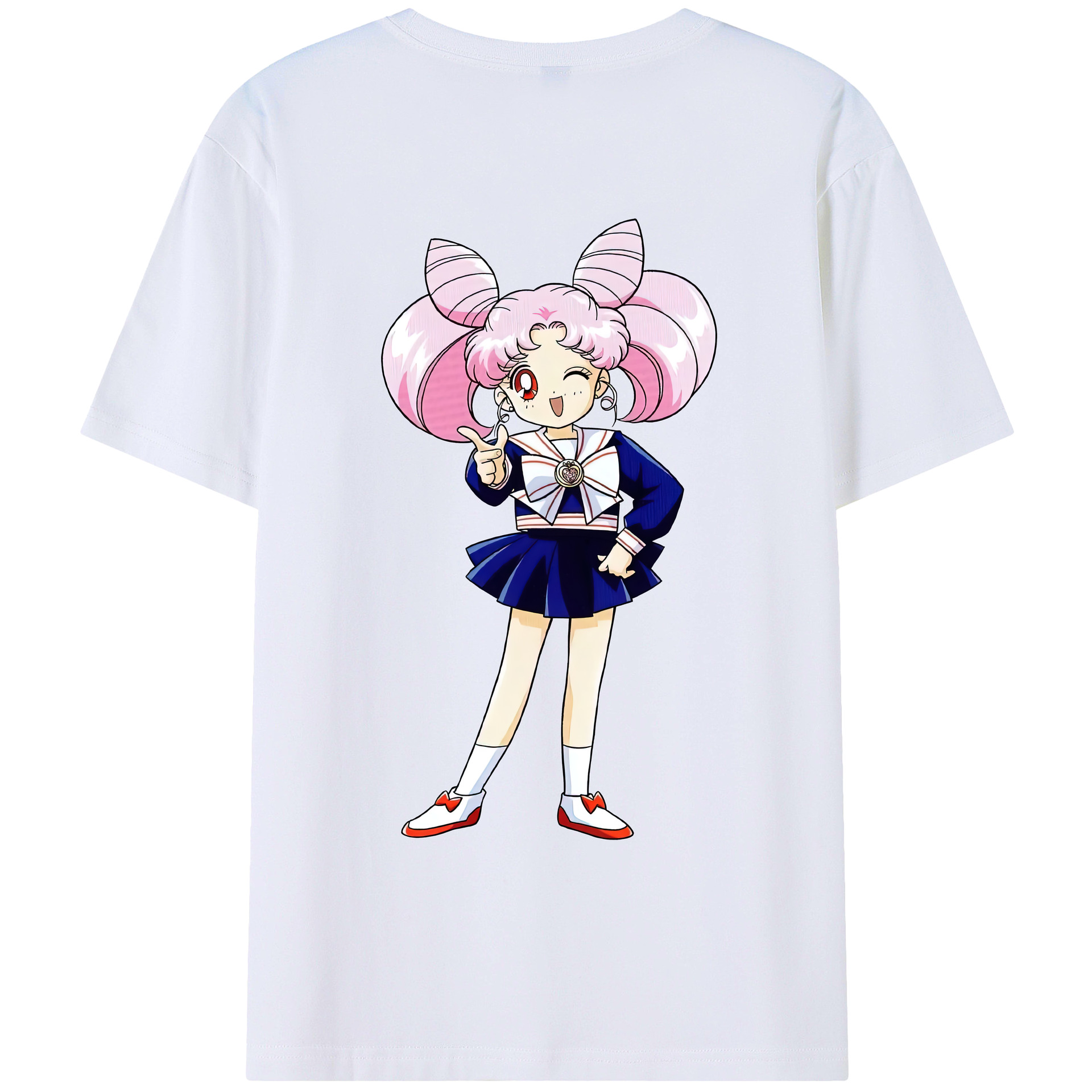 （画像用） 美少女戦士セーラームーン ちびうさ Sailor Moon Chibiusa Tsukino Usagi Small Lady Serenity レディース半袖Tシャツ(バックプリント)