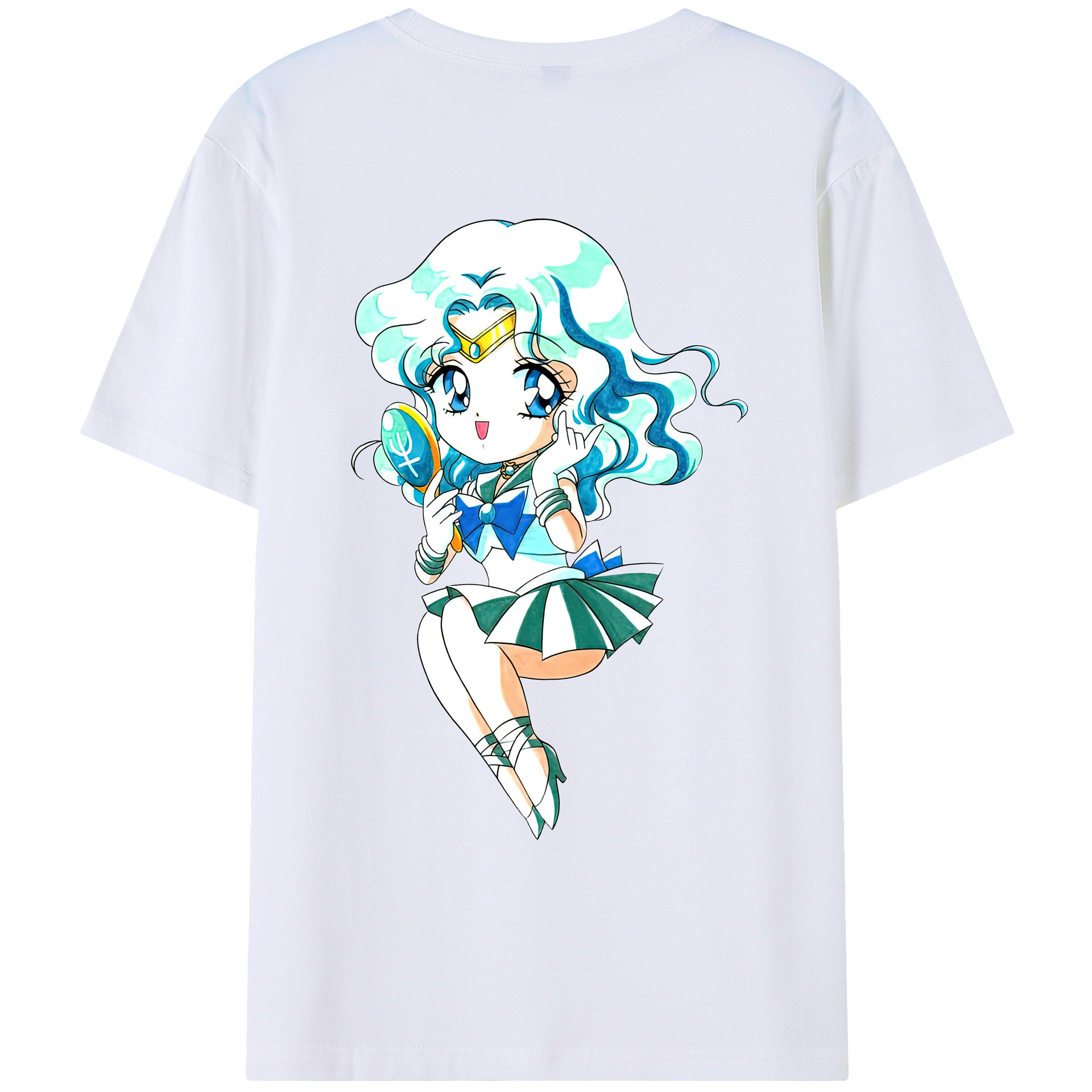 （画像用） 美少女戦士セーラームーン 海王 みちる（かいおう みちる） Sailor Moon Kaiou Michiru レディース半袖Tシャツ(バックプリント)