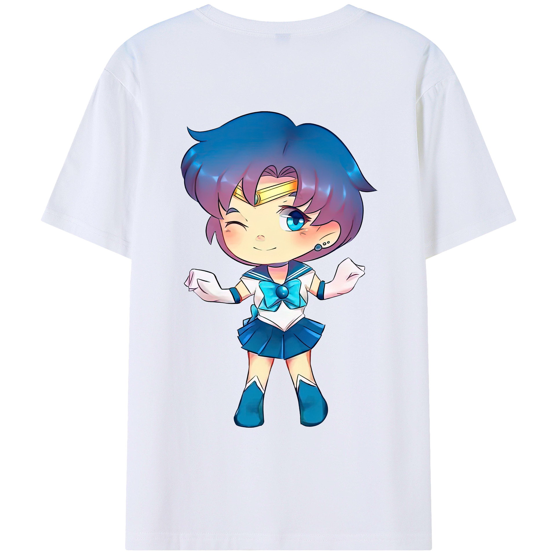 （画像用） 美少女戦士セーラームーン 水野 亜美 みずの あみ Sailor Moon Mizuno Ami レディース半袖Tシャツ(バックプリント)