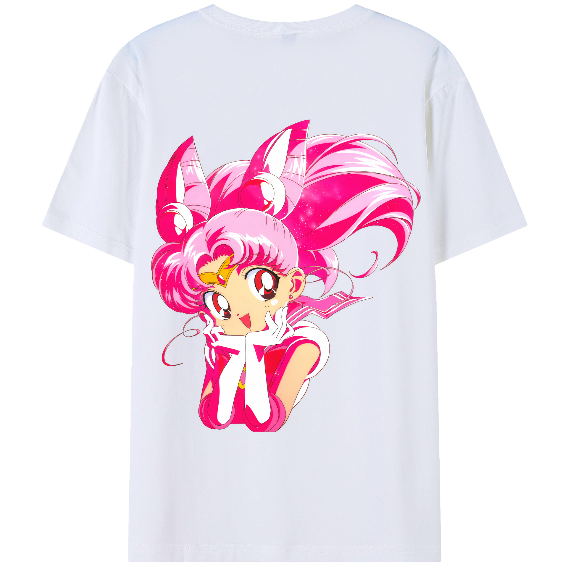（画像用） 美少女戦士セーラームーン ちびうさ Sailor Moon Chibiusa Tsukino Usagi Small Lady Serenity レディース半袖Tシャツ(バックプリント)