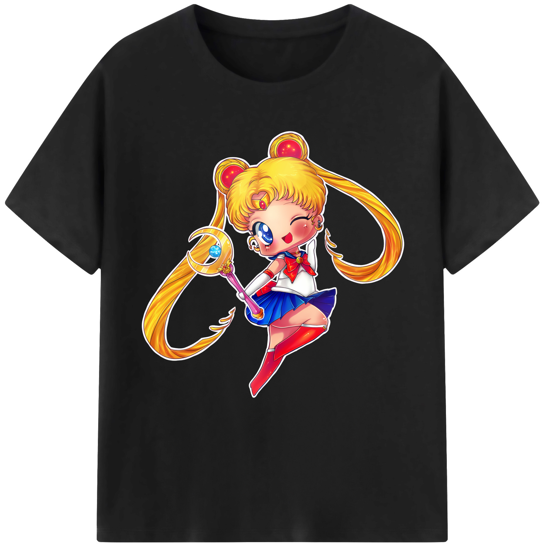 （画像用） 美少女戦士セーラームーン 月野 うさぎ つきの うさぎ Sailor Moon Tsukino Usagi レディースカジュアルプリントTシャツ（綿100％）