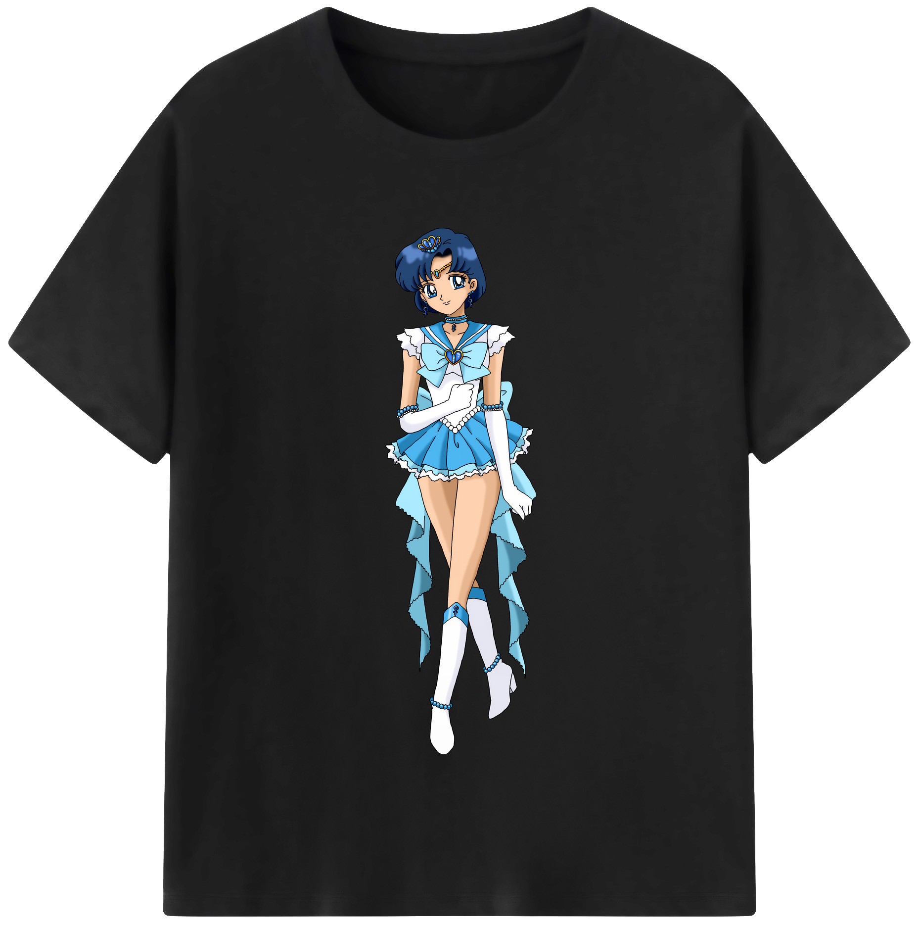 （画像用） 美少女戦士セーラームーン 水野 亜美 みずの あみ Sailor Moon Mizuno Ami レディースカジュアルプリントTシャツ（綿100％）