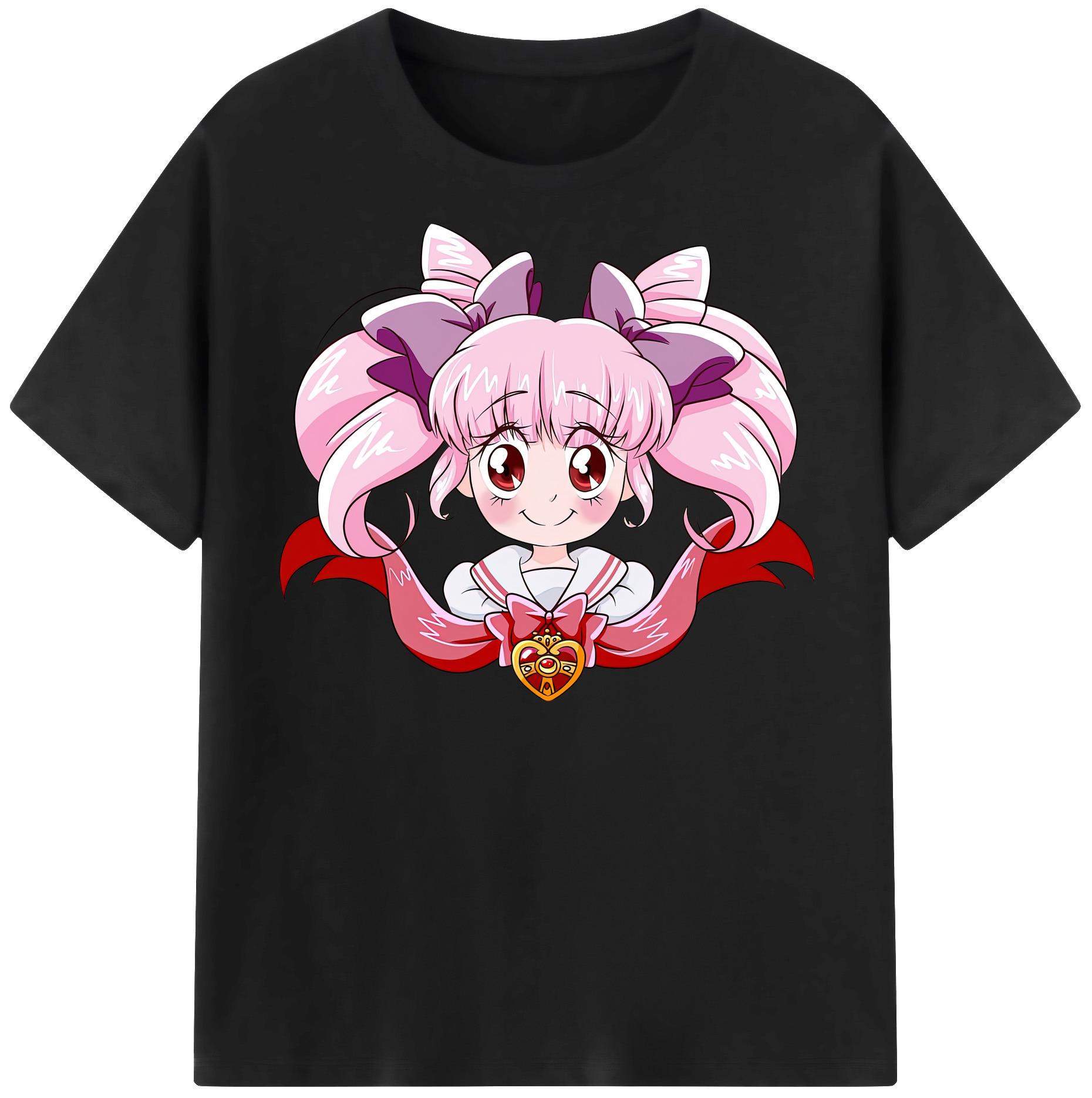 （画像用） 美少女戦士セーラームーン ちびうさ Sailor Moon Chibiusa Tsukino Usagi Small Lady Serenity レディースカジュアルプリントTシャツ（綿100％）