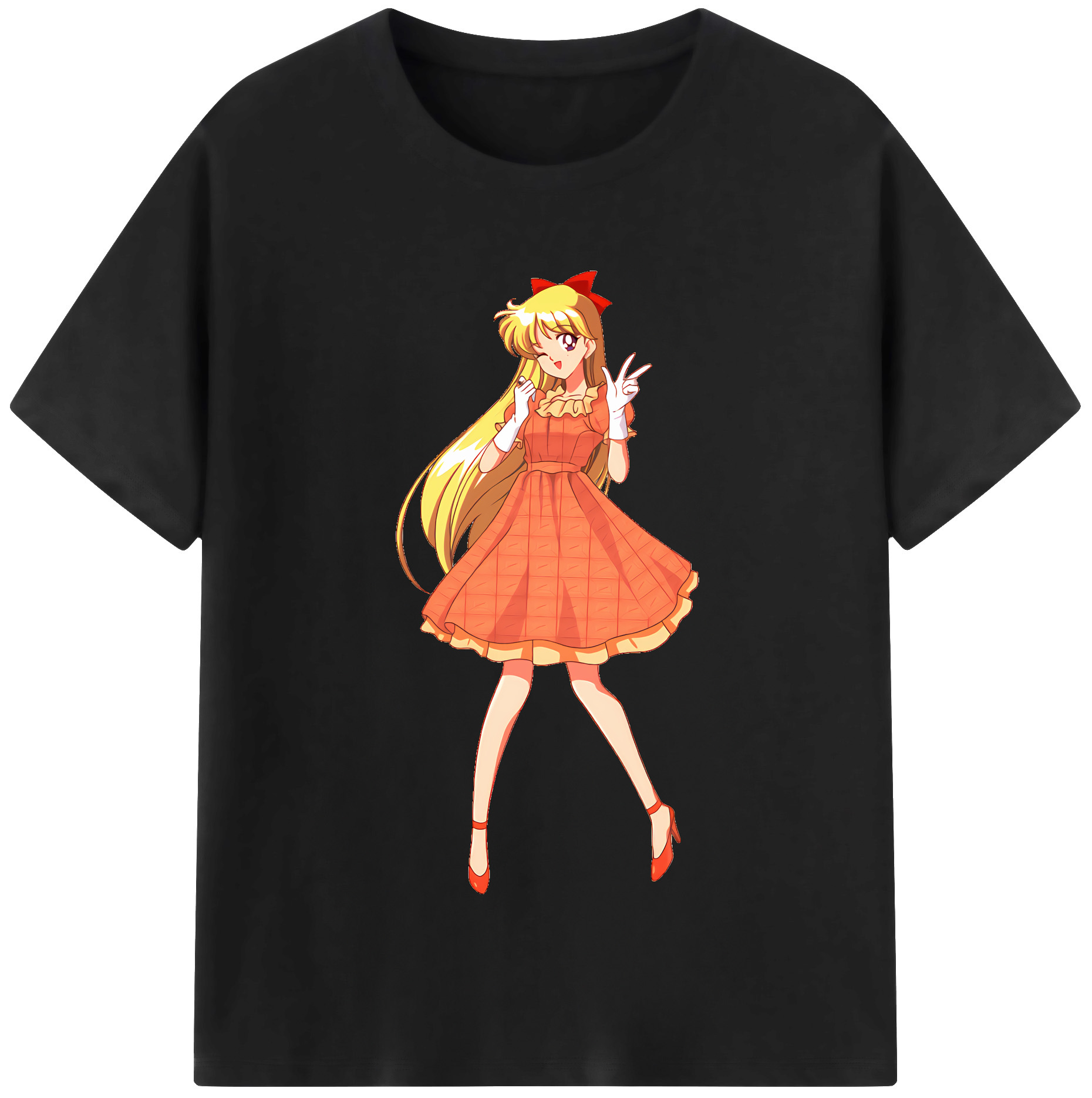 （画像用） 美少女戦士セーラームーン 愛野 美奈子 あいの みなこ Sailor Moon Aino Minako レディースカジュアルプリントTシャツ（綿100％）