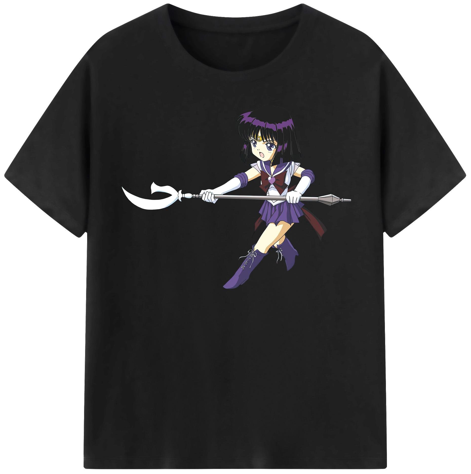 （画像用） 美少女戦士セーラームーン 土萠ほたる Sailor Moon Tomoe Hotaru （セーラーサターン；Sailor Saturn） レディースカジュアルプリントTシャツ（綿100％）