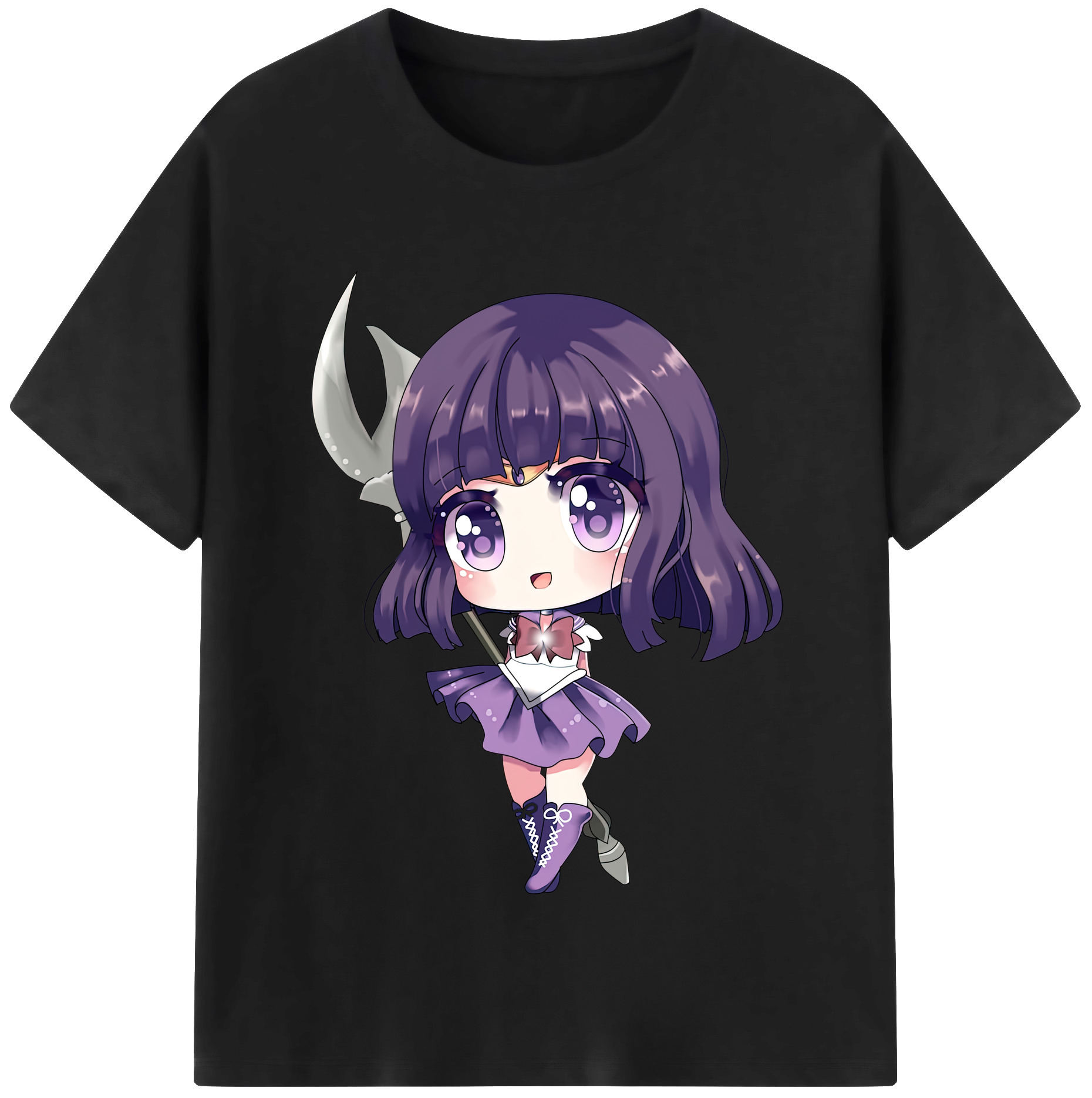 （画像用） 美少女戦士セーラームーン 土萠ほたる Sailor Moon Tomoe Hotaru （セーラーサターン；Sailor Saturn） レディースカジュアルプリントTシャツ（綿100％）
