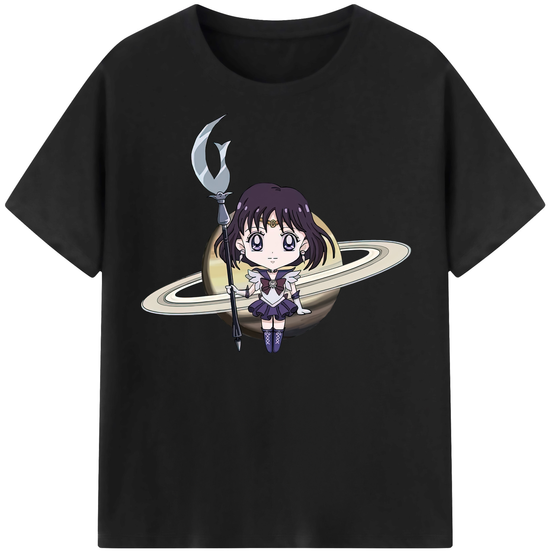 （画像用） 美少女戦士セーラームーン 土萠ほたる Sailor Moon Tomoe Hotaru （セーラーサターン；Sailor Saturn） レディースカジュアルプリントTシャツ（綿100％）