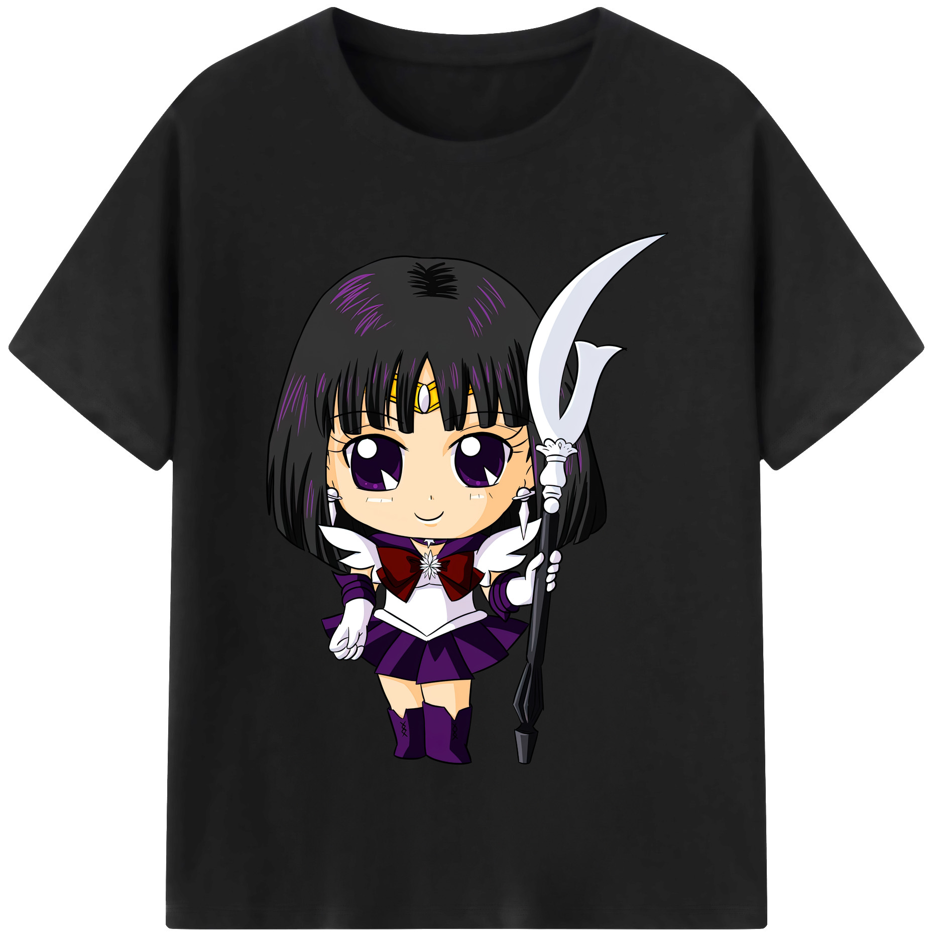 （画像用） 美少女戦士セーラームーン 土萠ほたる Sailor Moon Tomoe Hotaru （セーラーサターン；Sailor Saturn） レディースカジュアルプリントTシャツ（綿100％）