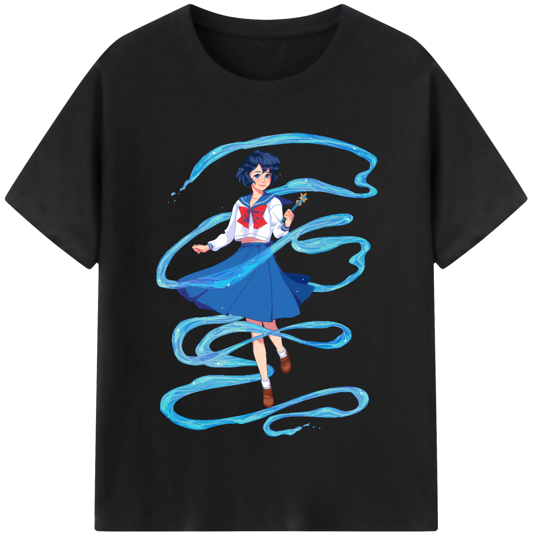 （画像用） 美少女戦士セーラームーン 水野 亜美 みずの あみ Sailor Moon Mizuno Ami レディースカジュアルプリントTシャツ（綿100％）